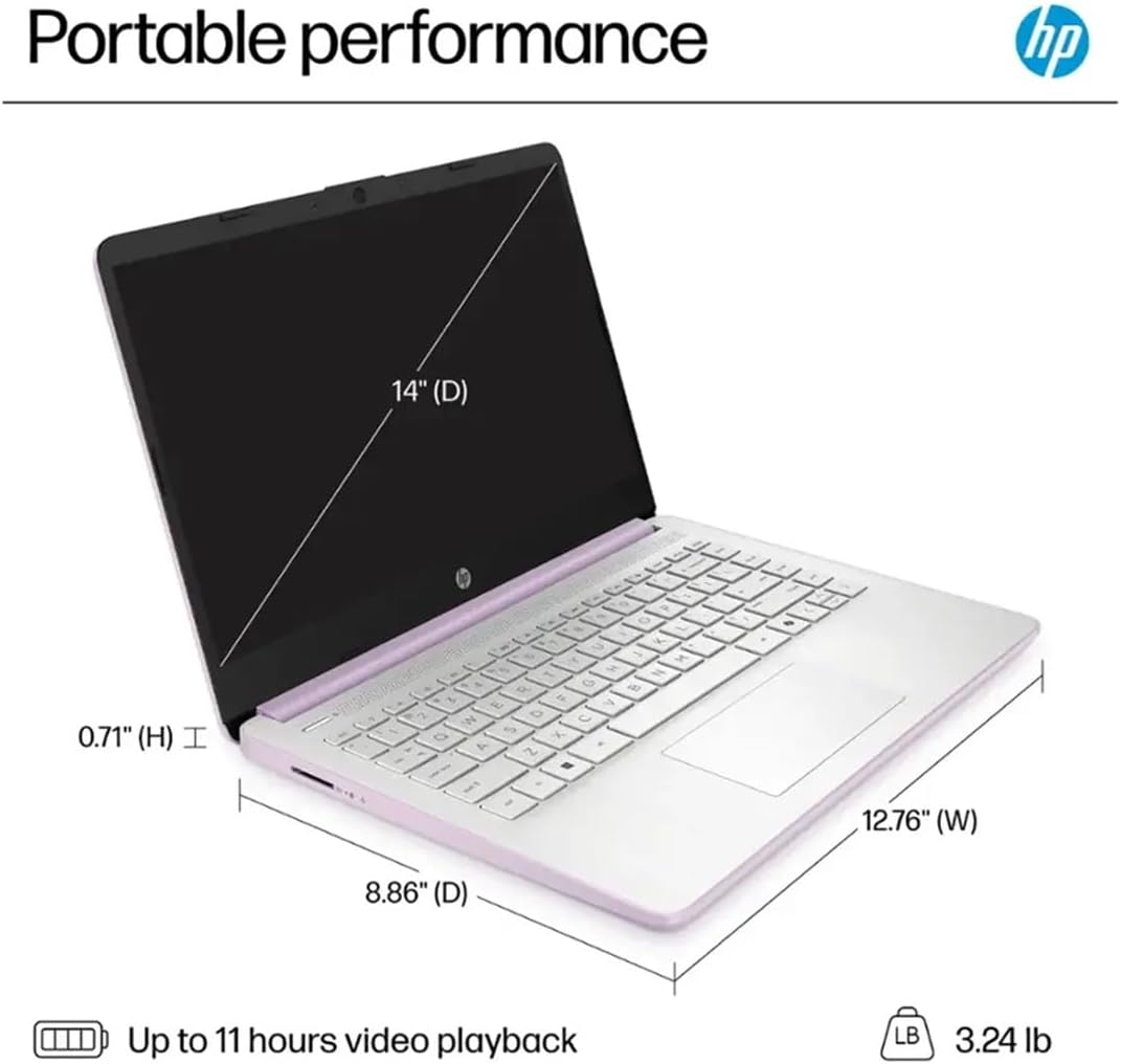 Portable performance

14" (D)

0.71" (H)

12.76" (W)

8.86" (D)

Up to 11 hours video playback

3.24 lb