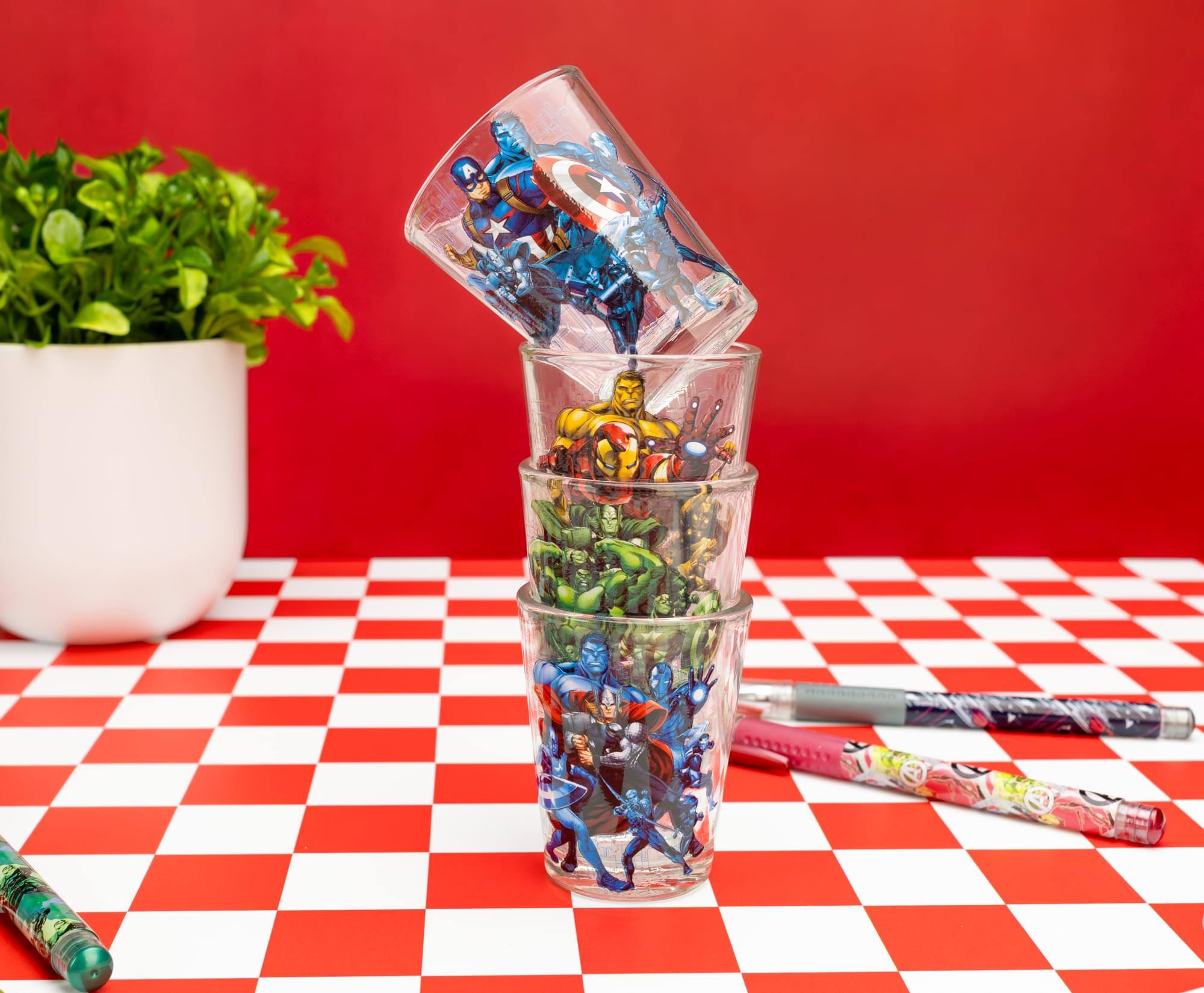 Alt View 4. Silver Buffalo - Marvel Avengers 2-Ounce Mini Shot Glasses | Set of 4 - Multi-Colored.