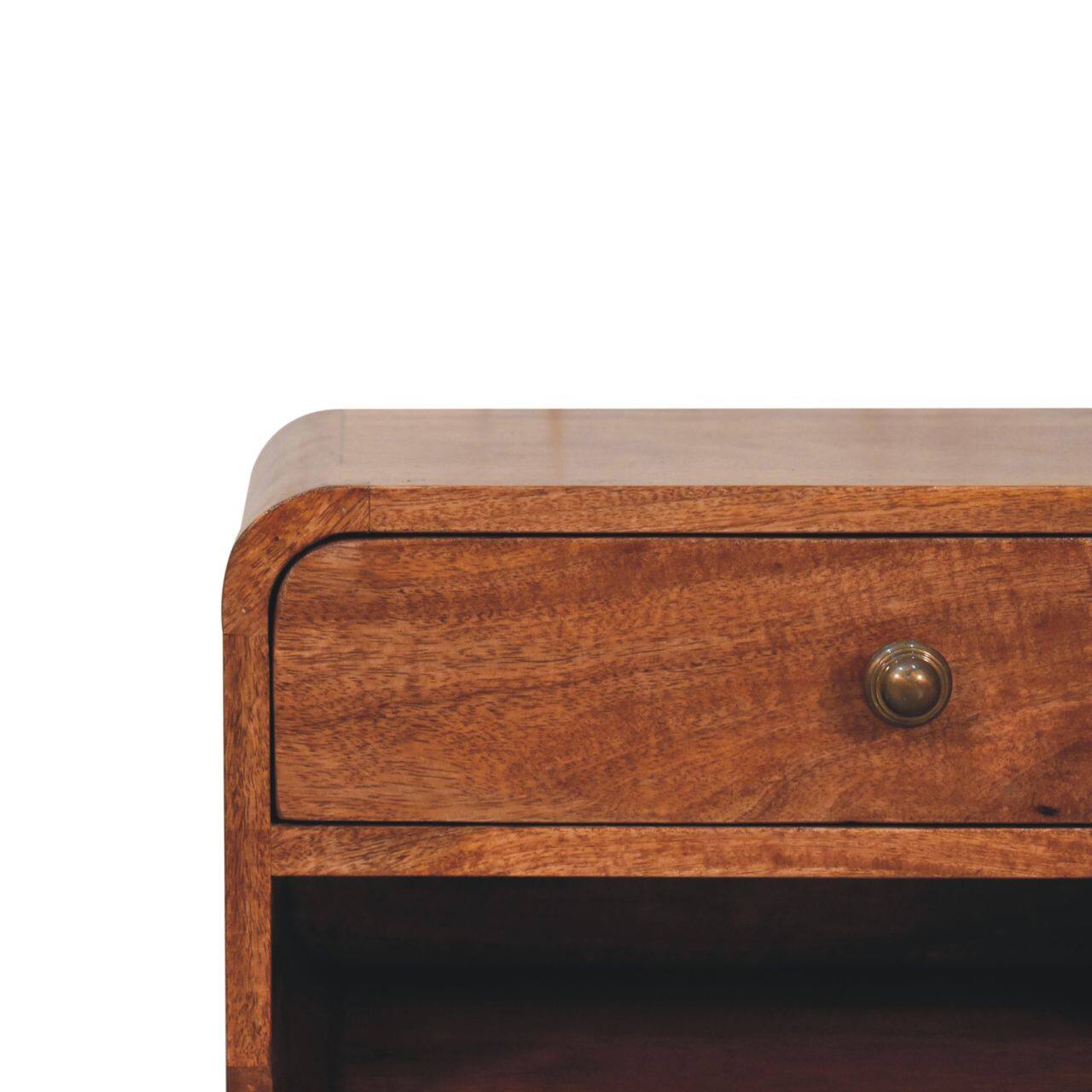 Alt View 5. Artisan Furniture - Artisan Furniture Solid Wood Curved Honey Caramel Wall Mounted Bedside with Open Slot - Brown.