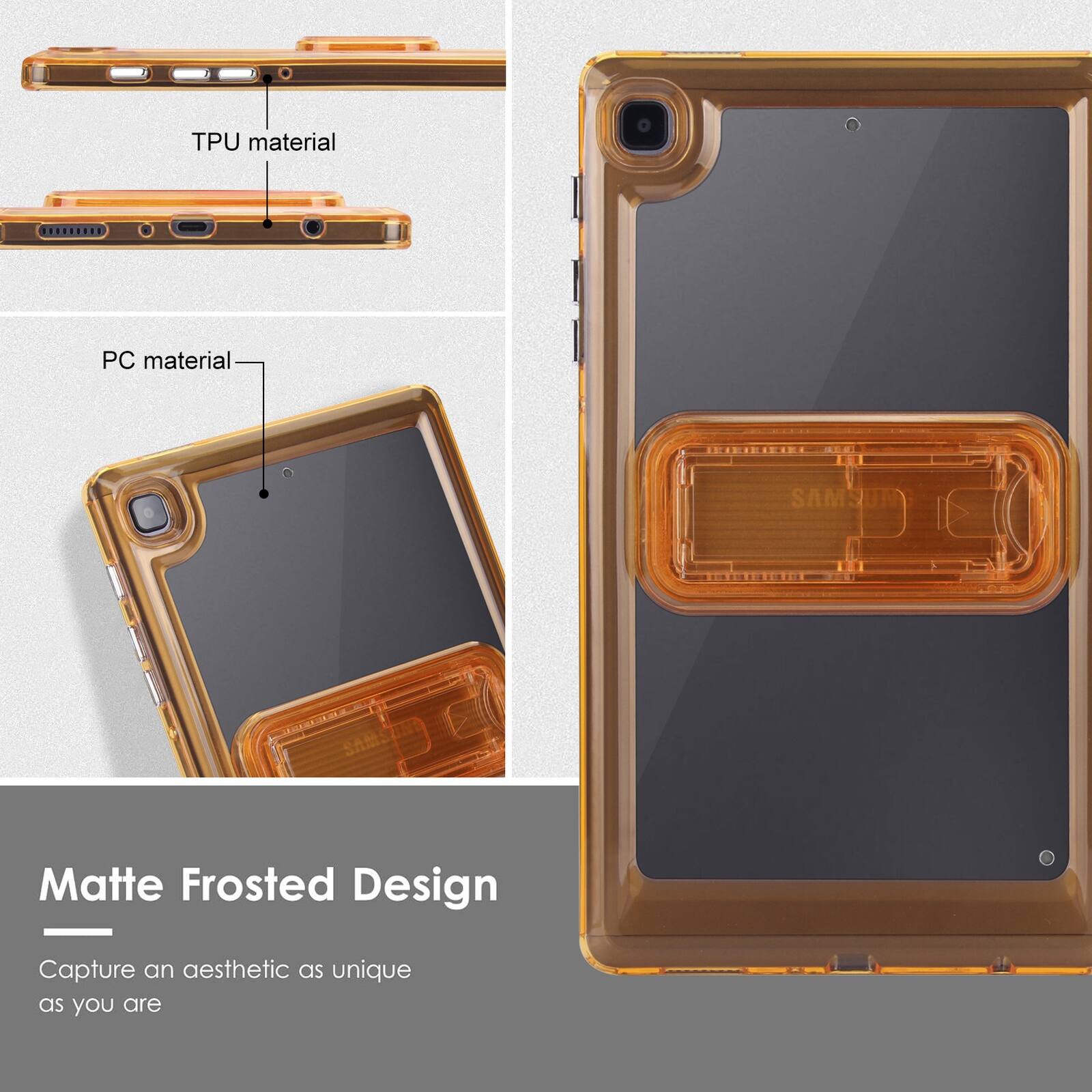 TPU material  
PC material  
SAMSUNG  
Matte Frosted Design  
Capture an aesthetic as unique as you are