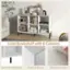 The text on the image is grouped and corrected as follows:

"Solid Bookshelf with 6 Cubbies: Extra Intermediate Leg, Thickened Boards, Waterproof Surface."