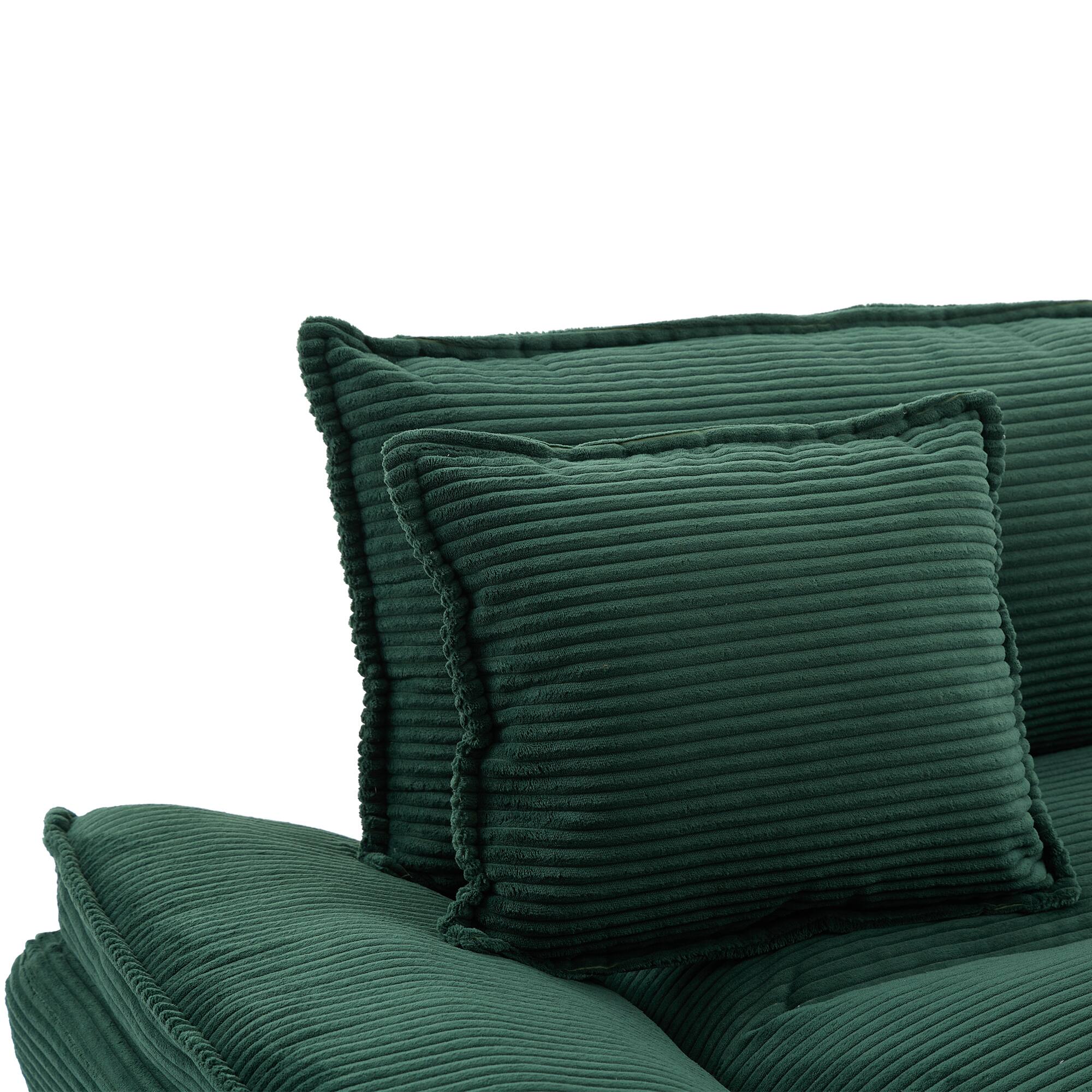 Alt View 4. Tiramisubest - Corduroy Couch Loveseat Sofa with Pillows,Comfy Upholstered Deep Seat Sofa for Bedroom,Living Room,Office-Green - Green.