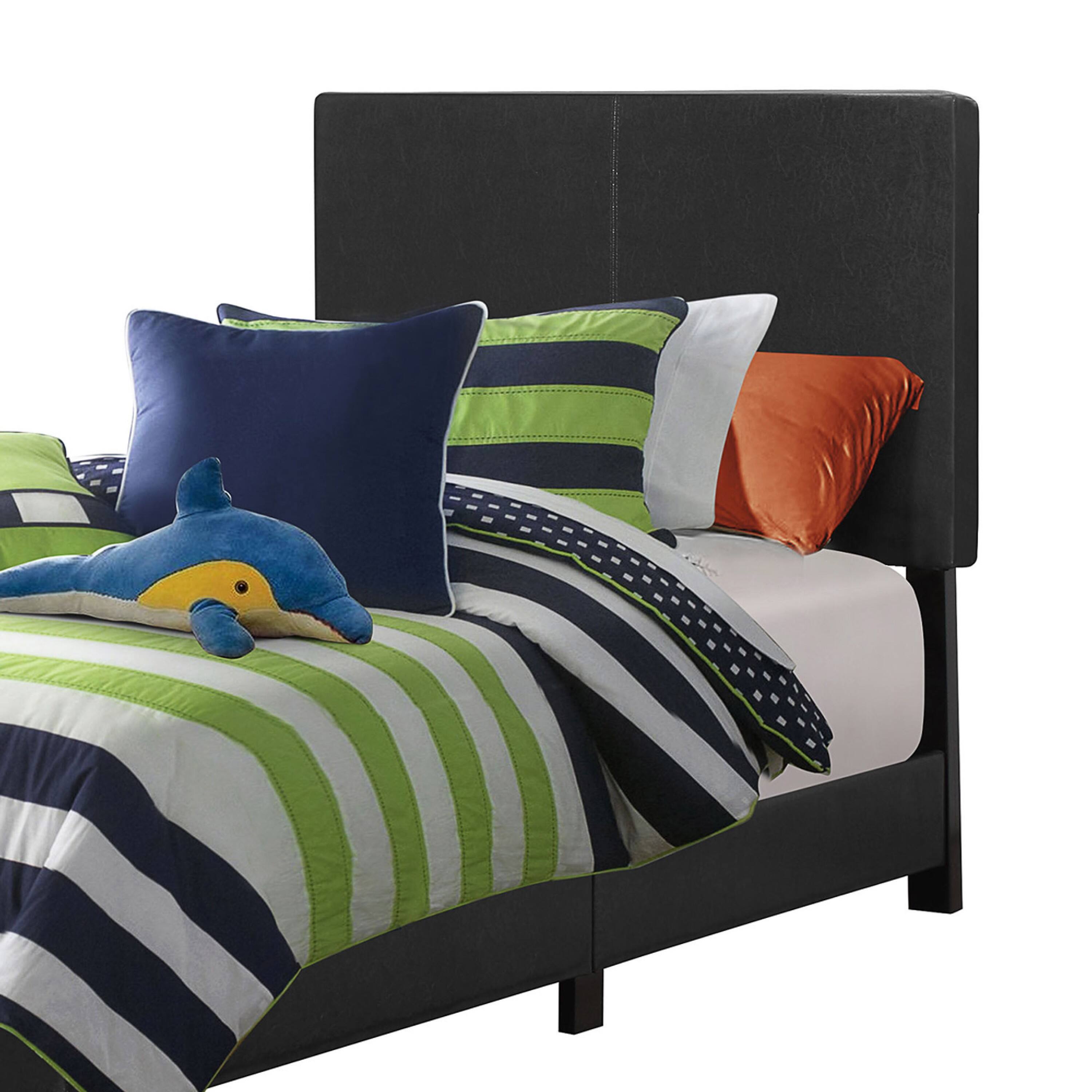 Alt View 2. Manhattan Lane - Leather Upholstered Twin Size Platform Bed - Black.