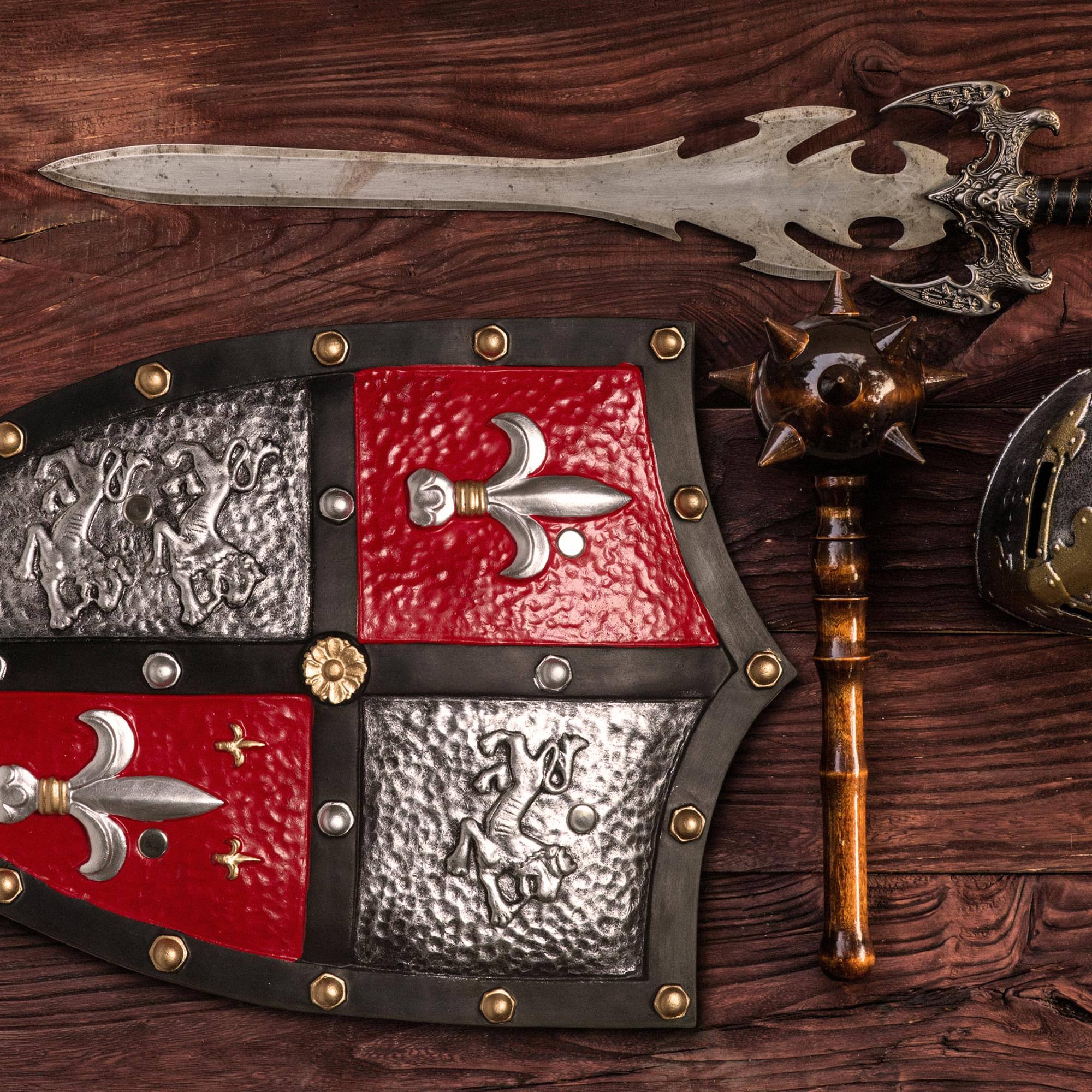 Alt View 10. Underwraps - Coat of Arms Medieval Shield 20 Inch Foam Adult Costume Accessory - Red.