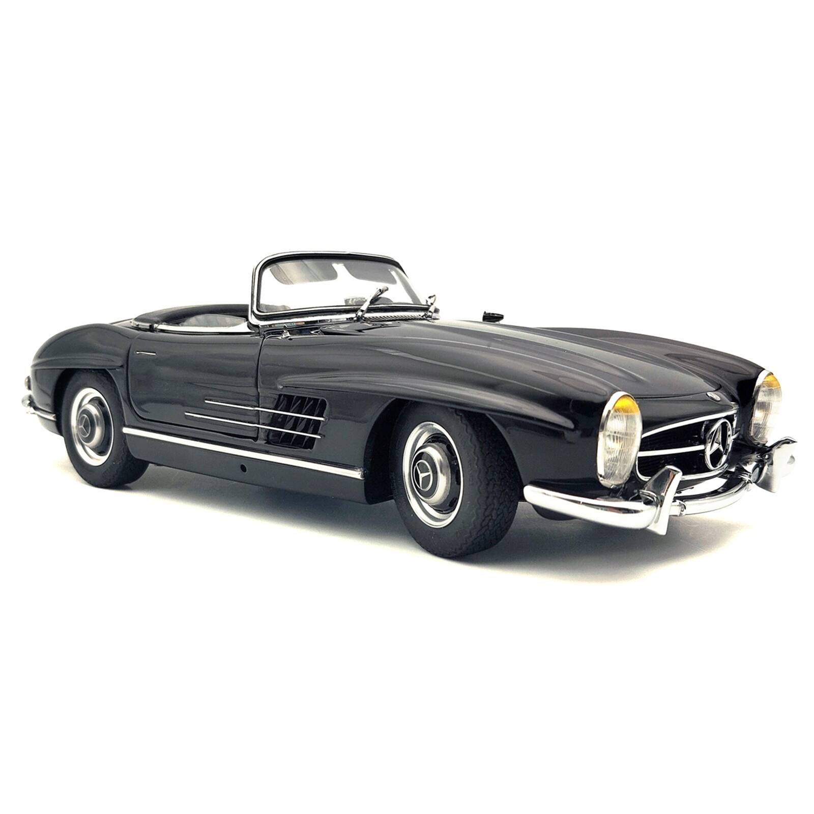 Front. CMC - Mercedes-Benz 300 SL (W198 II) Roadster Black Limited Edition to 1500 pieces Worldwide 1/18 Diecast Model Car by CMC.