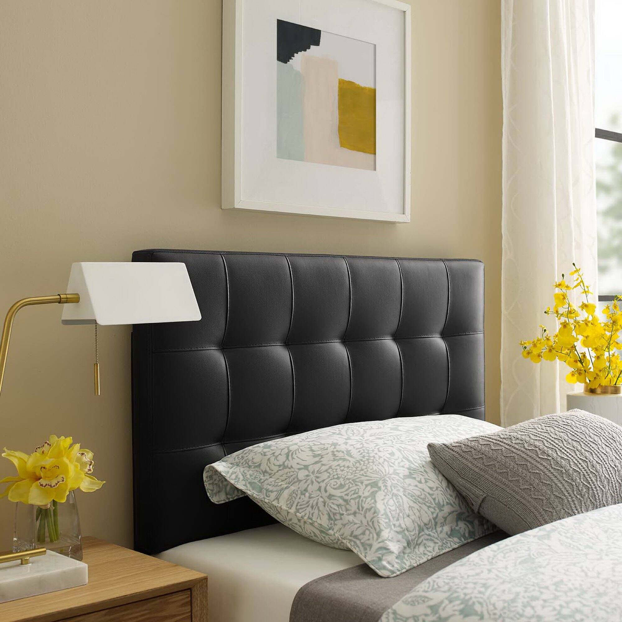 Back. Modway - Lily Upholstered Vinyl Twin Headboard by Modway - Black.