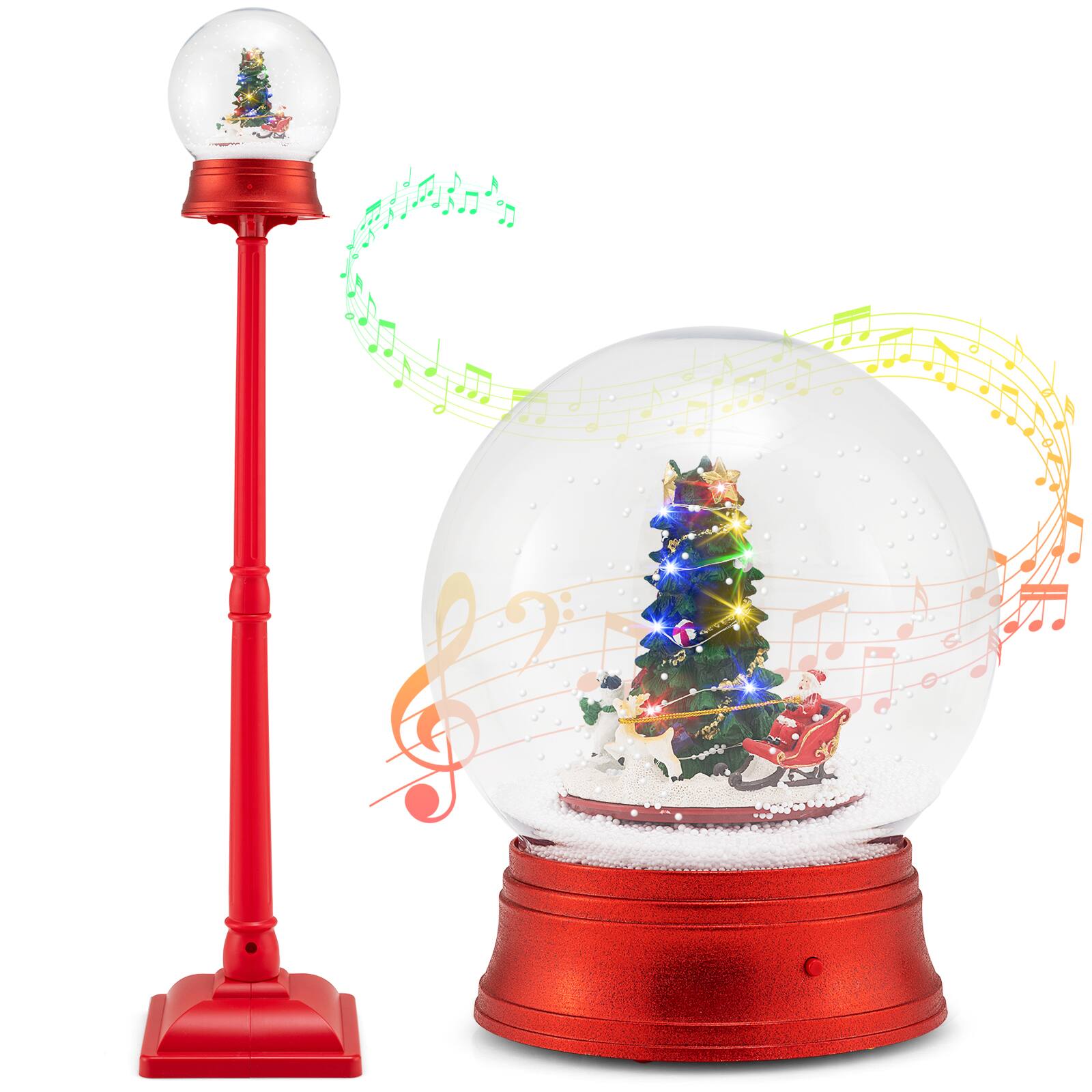 Front. Gymax - Gymax 5 Ft Musical Christmas Street Lamp w/ 8 Tunes & 15 Colorful LED Lights for Porch - Red.