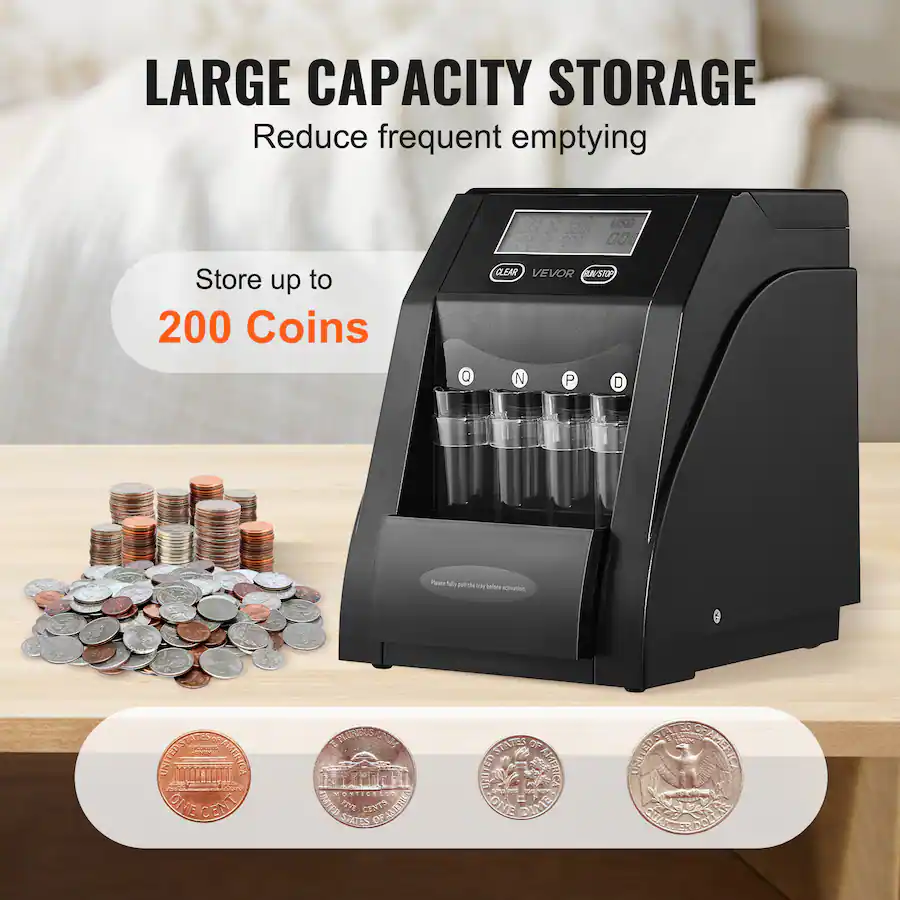 Coin Counter Maner USD Coin Sorter, Coin Counter Machine for 4 Kinds of USD Coins, Coin ...