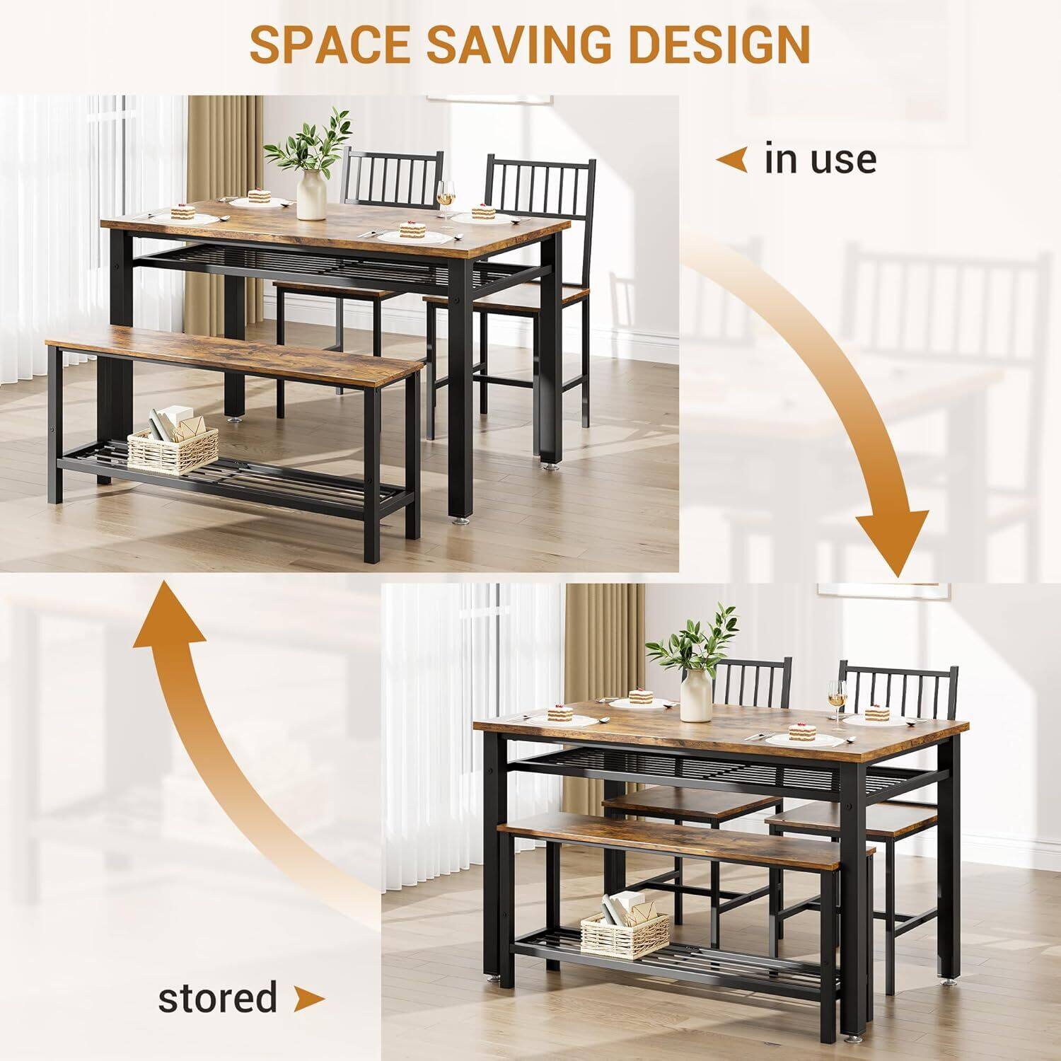 SPACE SAVING DESIGN

in use

stored