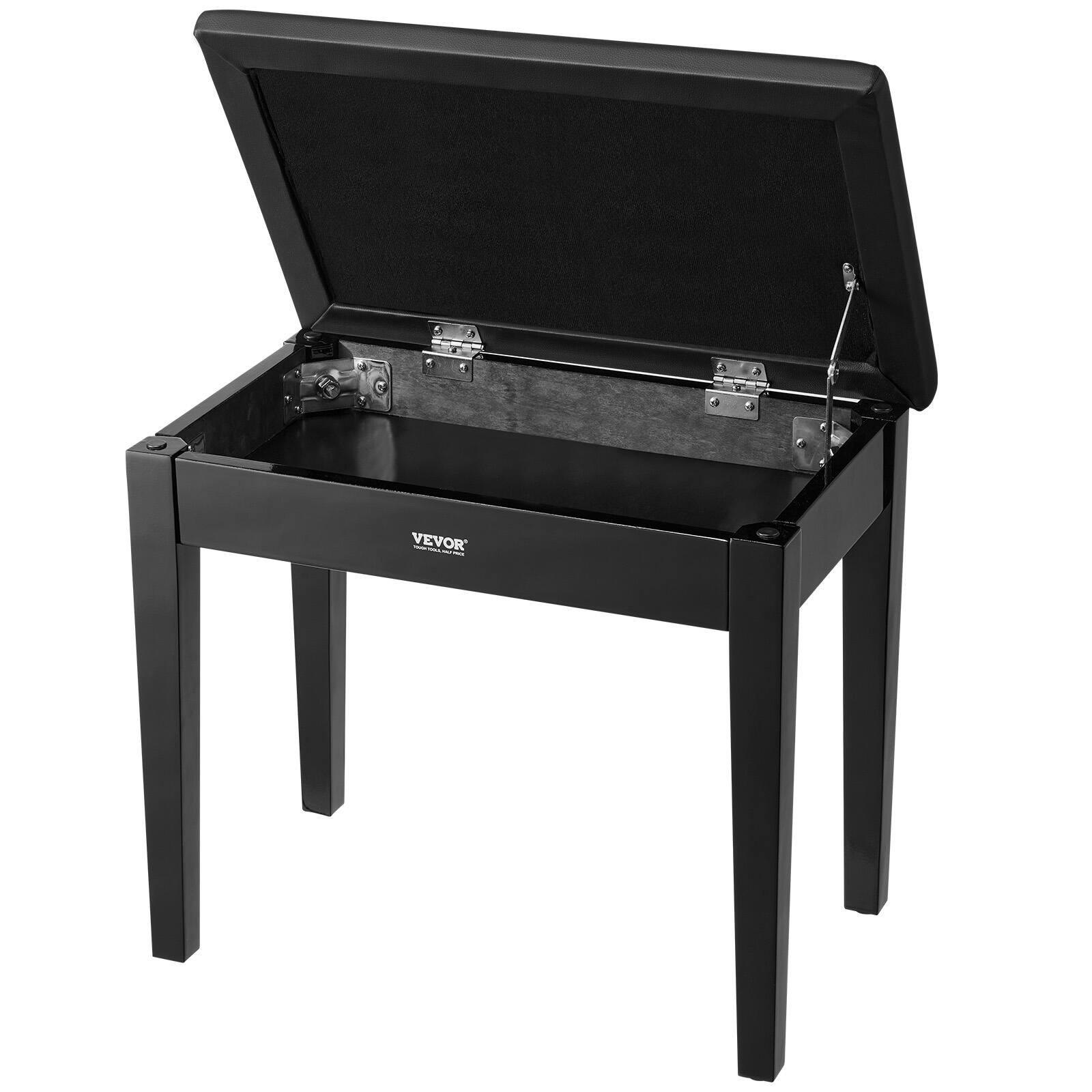 Alt View 5. VEVOR - Piano Bench, 22" x 13.78" x 19", Keyboard Piano Chair with High-Density Padded Cushion, Storage Compartment - Black.