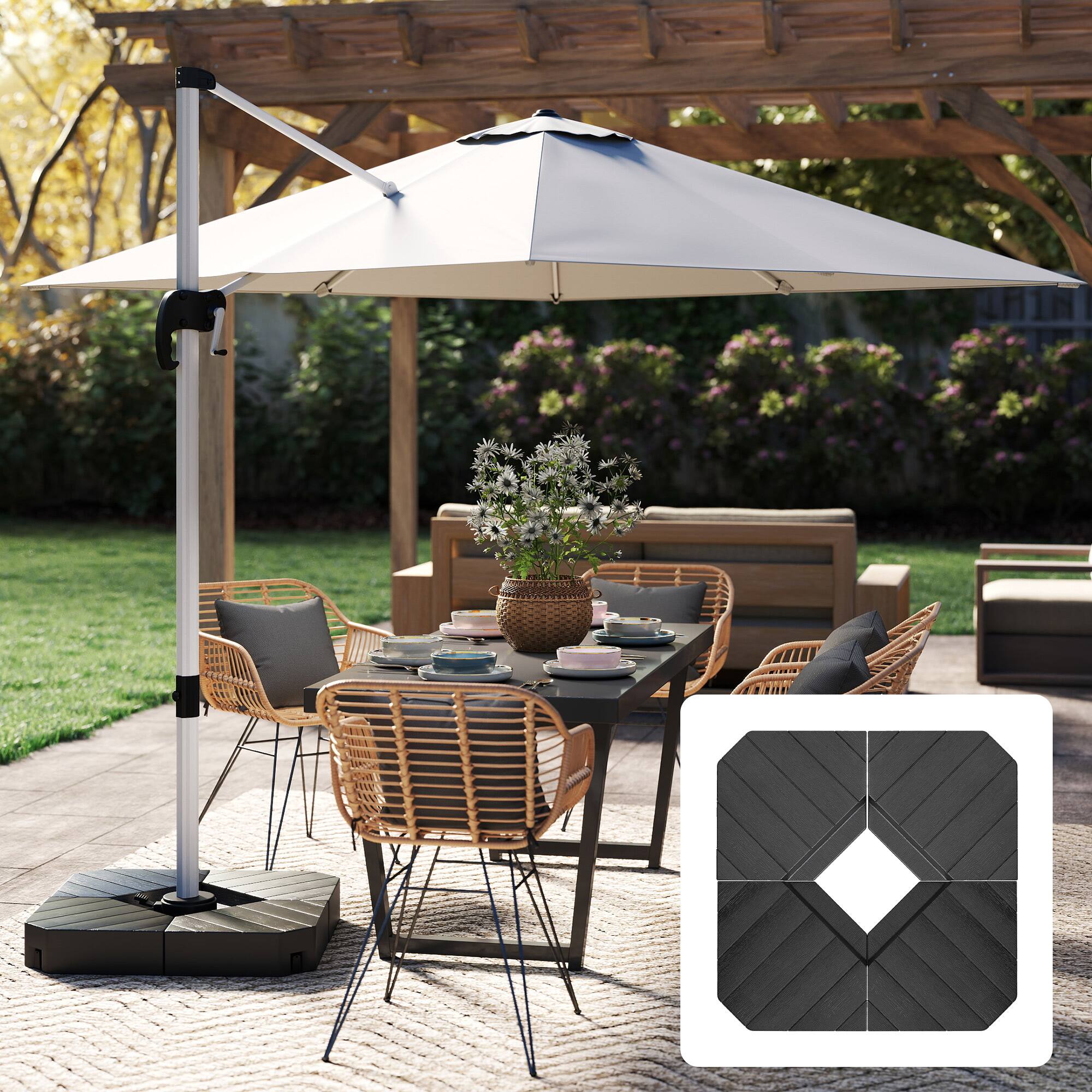 Alt View 1. Outsunny - 4 Piece Patio Cantilever Umbrella Base Weight Set, Outdoor Offset Umbrella Weights for Umbrella Stand - Black.