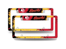 Rico Industries - Atlanta Hawks Chrome Metal (Set of 2) License Plate Frames with Bold Tie Dye Design - Multi