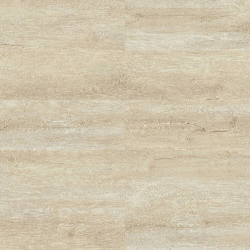 Left. Dotfloor - 48"x7.2" SPC Composite Flooring; 12 Planks/Box (28.68 sq. ft/Box); 5mm Thick with 1mm IXPE Backing; 12 mil Wear Layer - Cream Teak.