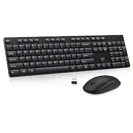 Luckbyte - Wireless Keyboard and Mouse Combo, Full Size 2. 4GHz USB Receiver Set for PC Laptop Chromebook - Black
