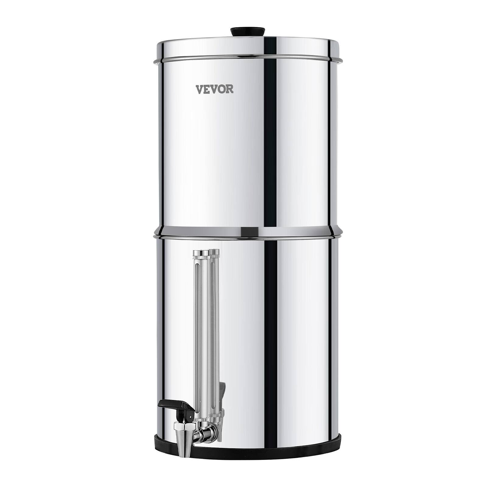 Alt View 5. VEVOR - Gravity-fed Water Filter System, 2.25G 304 Stainless-Steel Countertop System, Water Filtration System - Silver.
