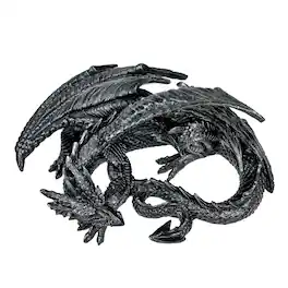 Zeckos - Somasaurus Metallic Gothic Sleeping Dragon Statue 12 in - Black