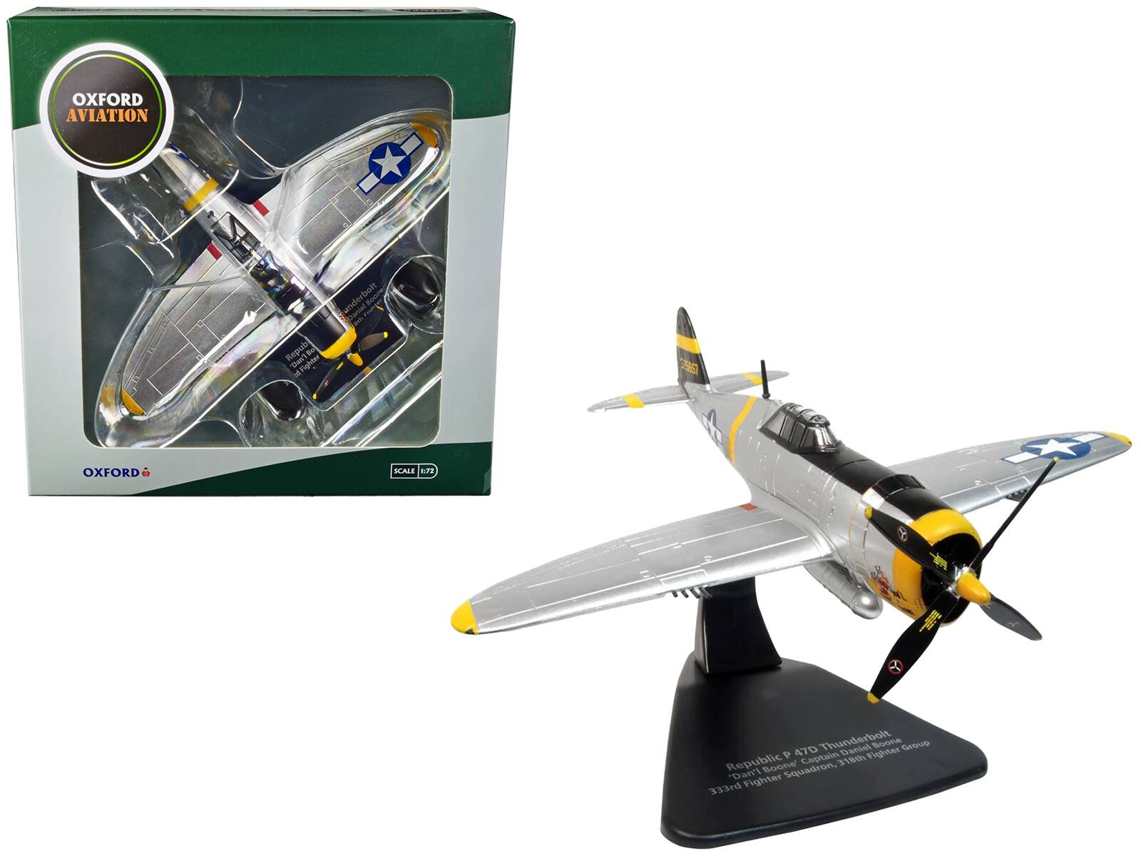 OXFORD AVIATION  
Repub Tan' Be 10 Fighter underbolt rbeit Boore under Daniel Mants 55 OXFORD  
SCALE 1/72  
Republic P-47D Thunderbolt  
Boone Group P Captain 318th Fighter Squadron, 333rd Fighter Group  
Reputation "Dan'l" Fighter Squadron, 333rd Fighter Group
