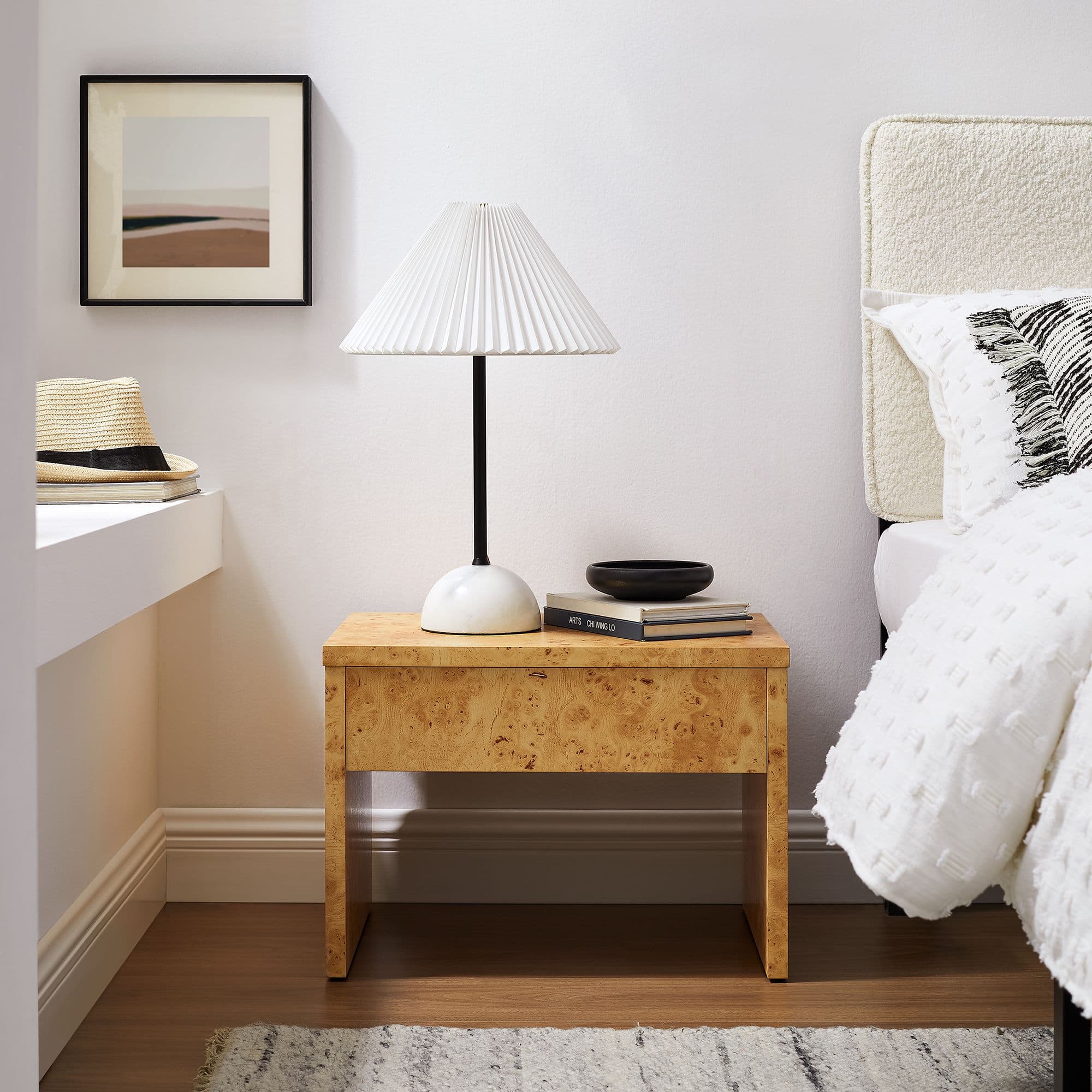 Hudson 1-Drawer Burl Wood Nightstand by Modway - Natural