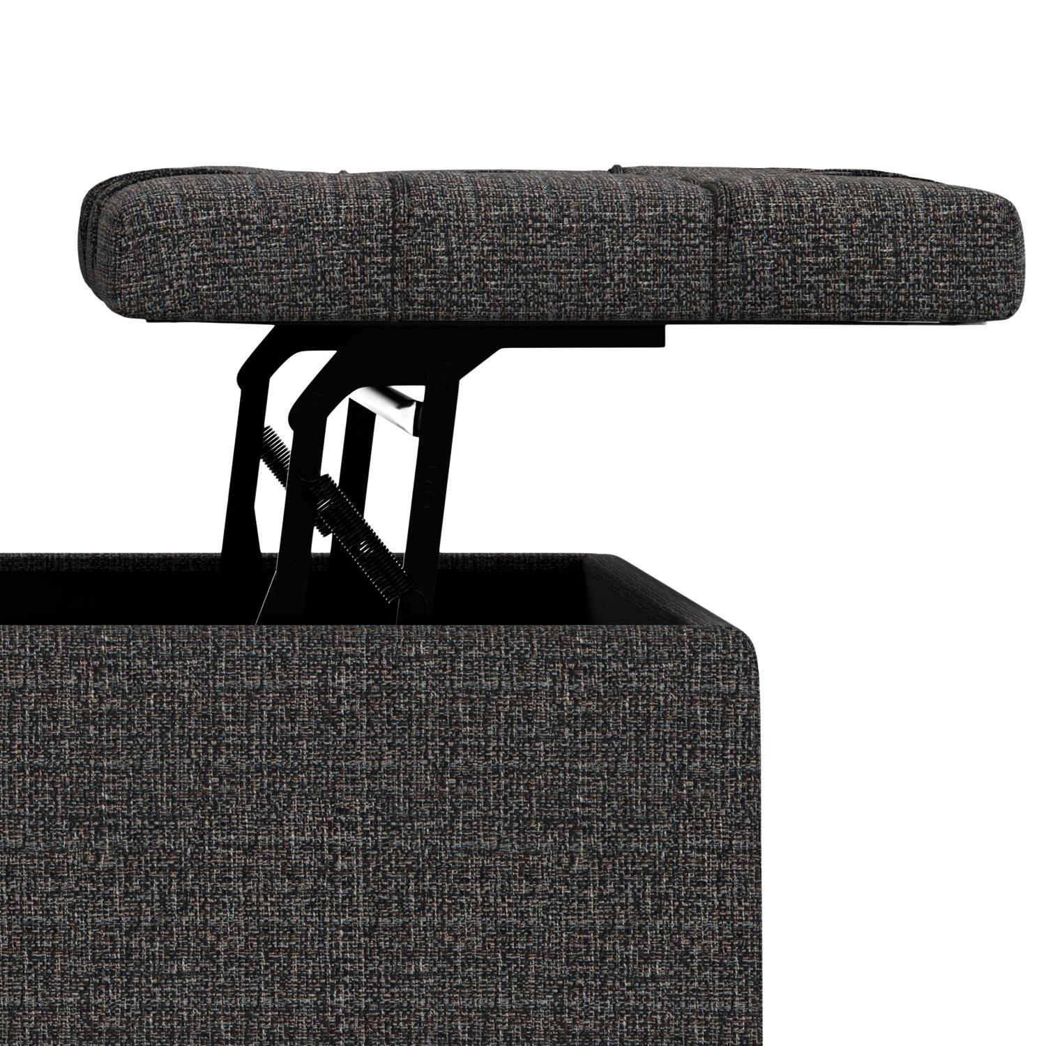 Alt View 9. Simpli Home - Harrison 40 inch Wide Transitional Square Large Coffee Table Storage Ottoman in Ebony Polyester Tweed, Assembled - Ebony.