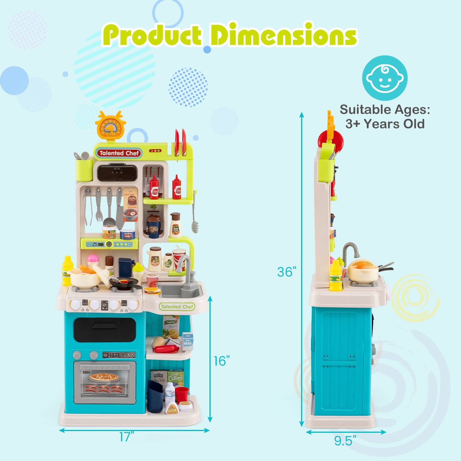 Product Dimensions  
A Suitable Ages: 3+ Years Old  
Talented Chef  
36"  
16"  
9.5"