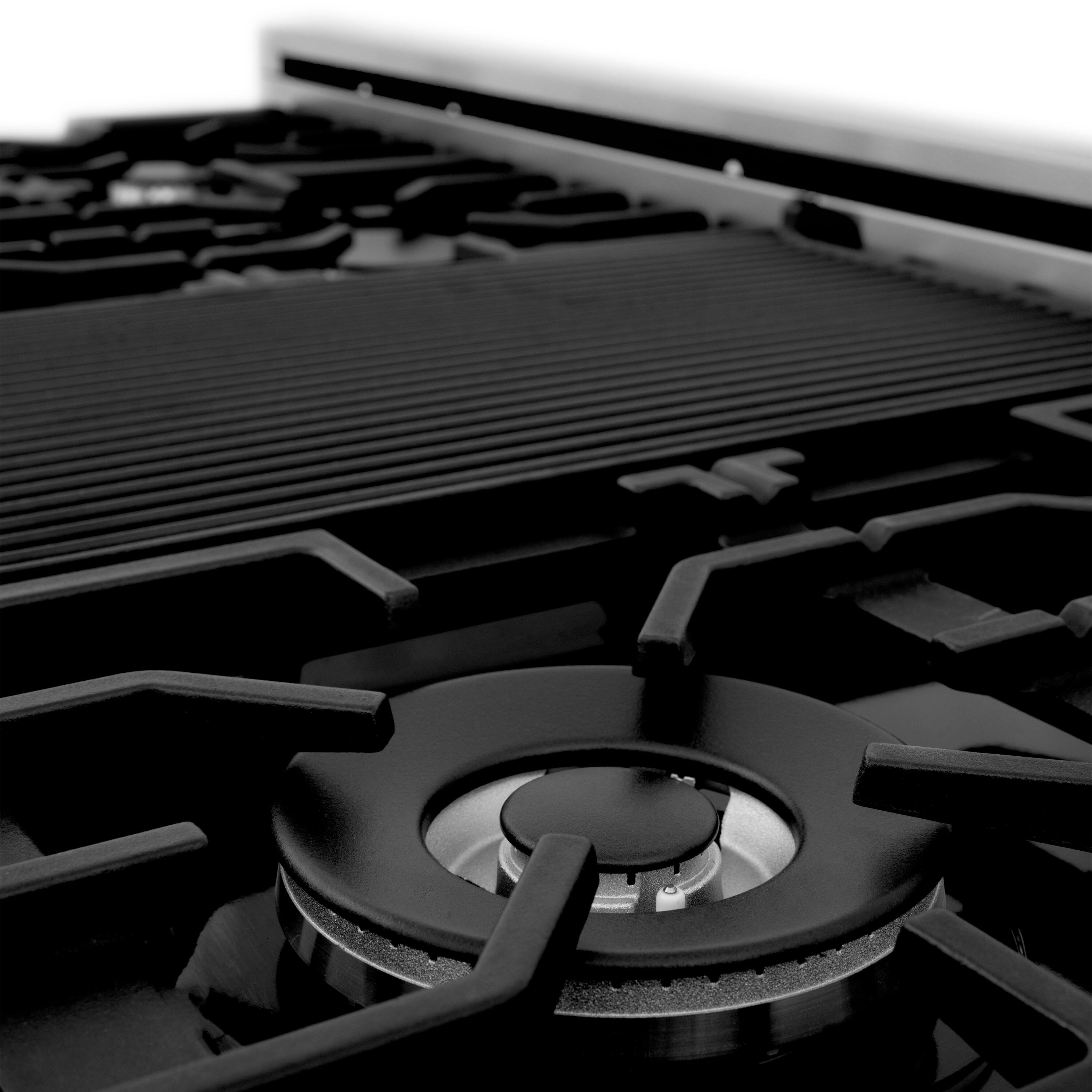Alt View 4. ZLINE - ZLINE 48 in. Legacy Gas Rangetop with 7 Burners and Porcelain Cooktop in Satin Stainless Steel (RTS-48) - Satin Stainless Steel.
