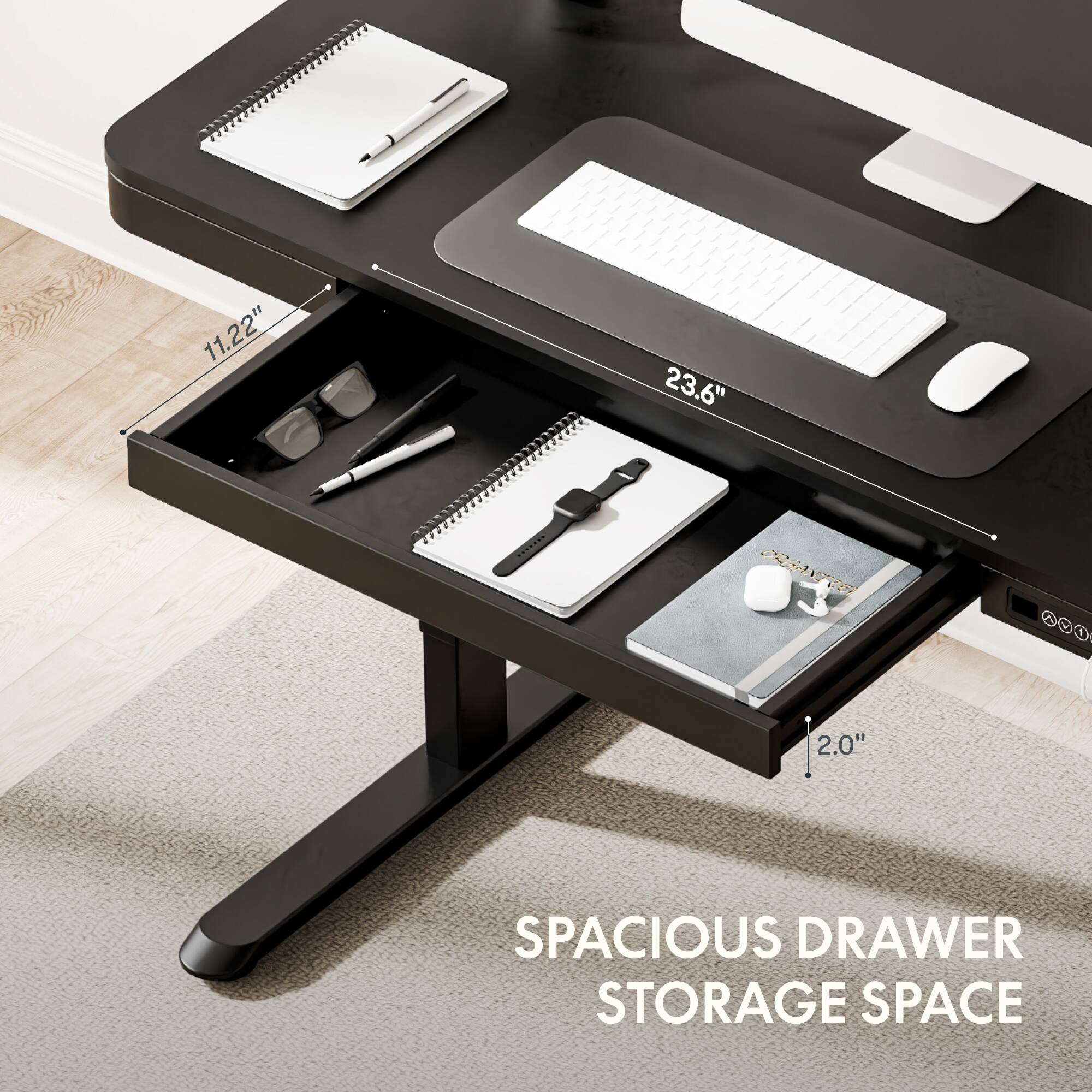 F 11.22" 23.6" BRANTVE 2 100 Y 0 2.0" SPACIOUS DRAWER STORAGE SPACE
