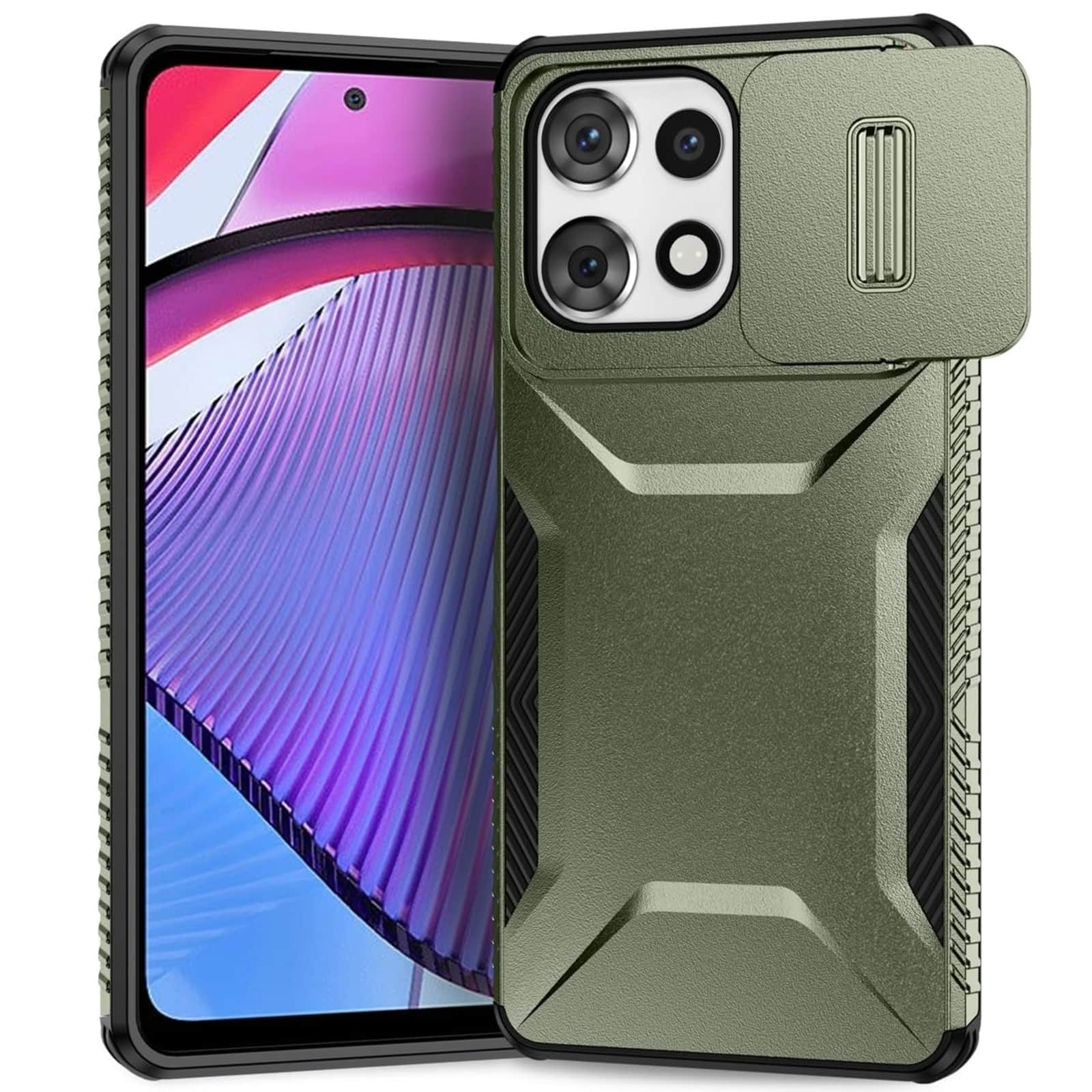 UUCOVER - For Motorola Moto G Power/Moto G Play (2025/2026) Dual Layer Case with Sliding Camera Lens Cover, Drop Protection Shell - Darkgreen