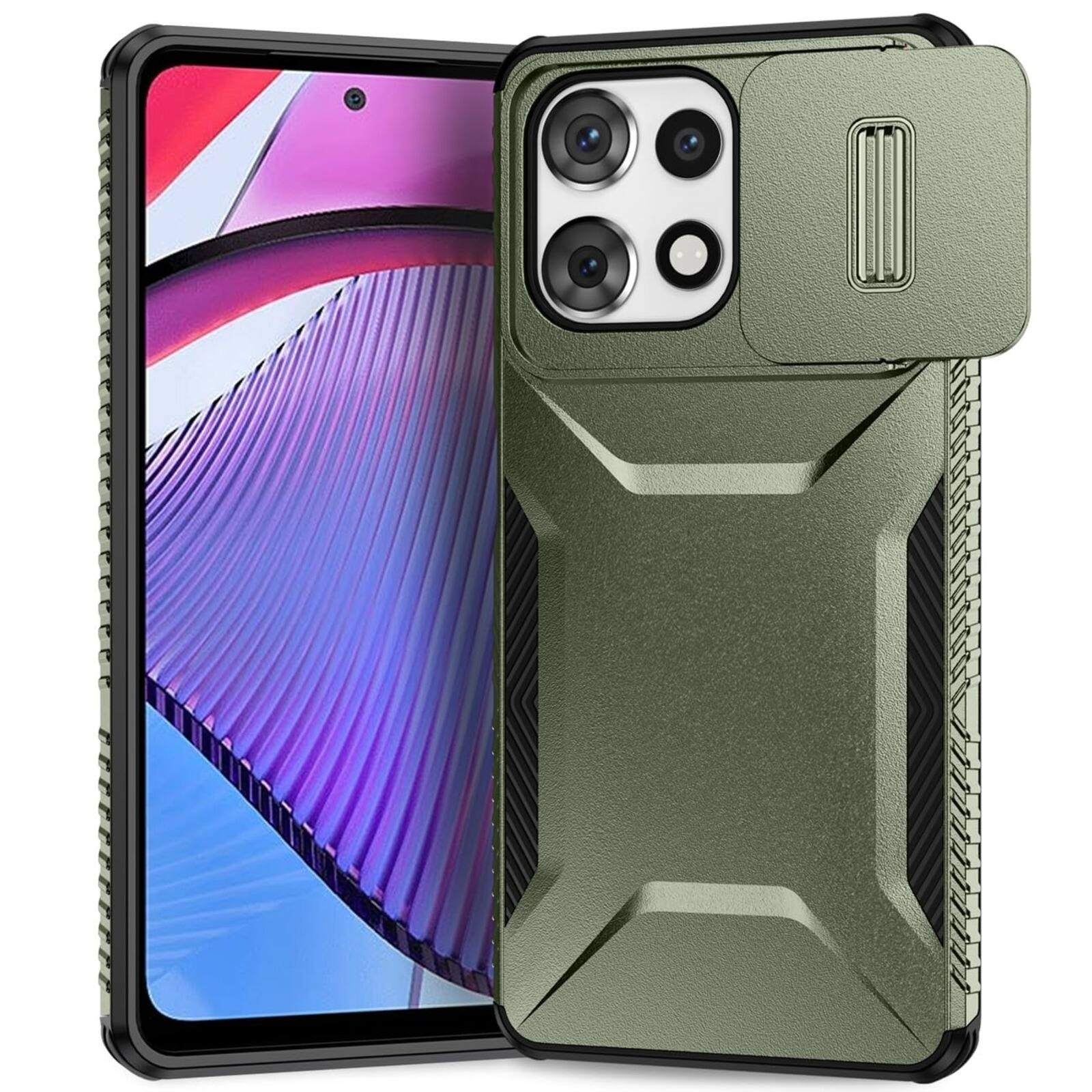 Front. UUCOVER - For Motorola Moto G Power/Moto G Play (2025/2026) Dual Layer Case with Sliding Camera Lens Cover, Drop Protection Shell - Darkgreen.