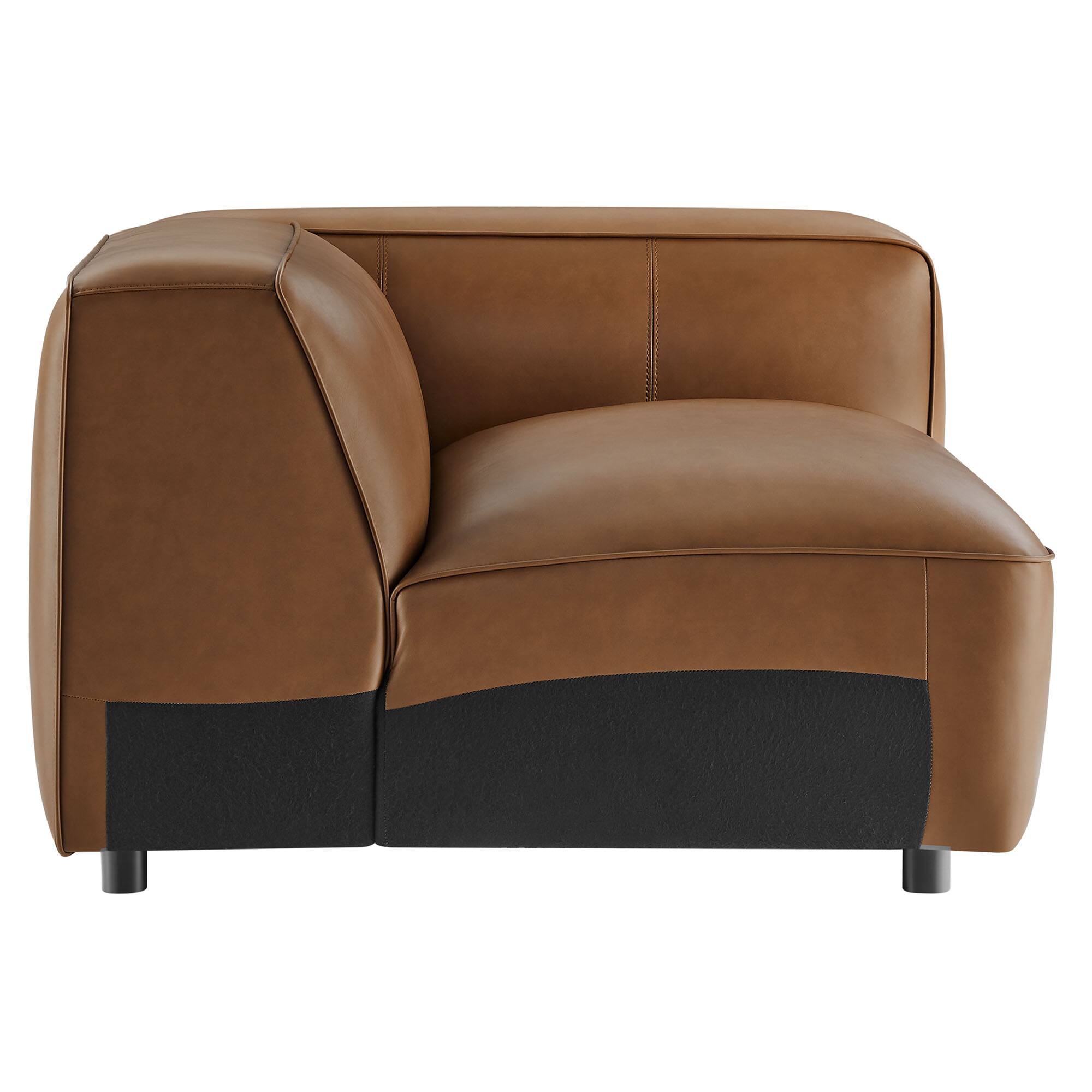 Back. Modway - Auren Upholstered Vegan Leather Modular Right Armchair by Modway - Brown.