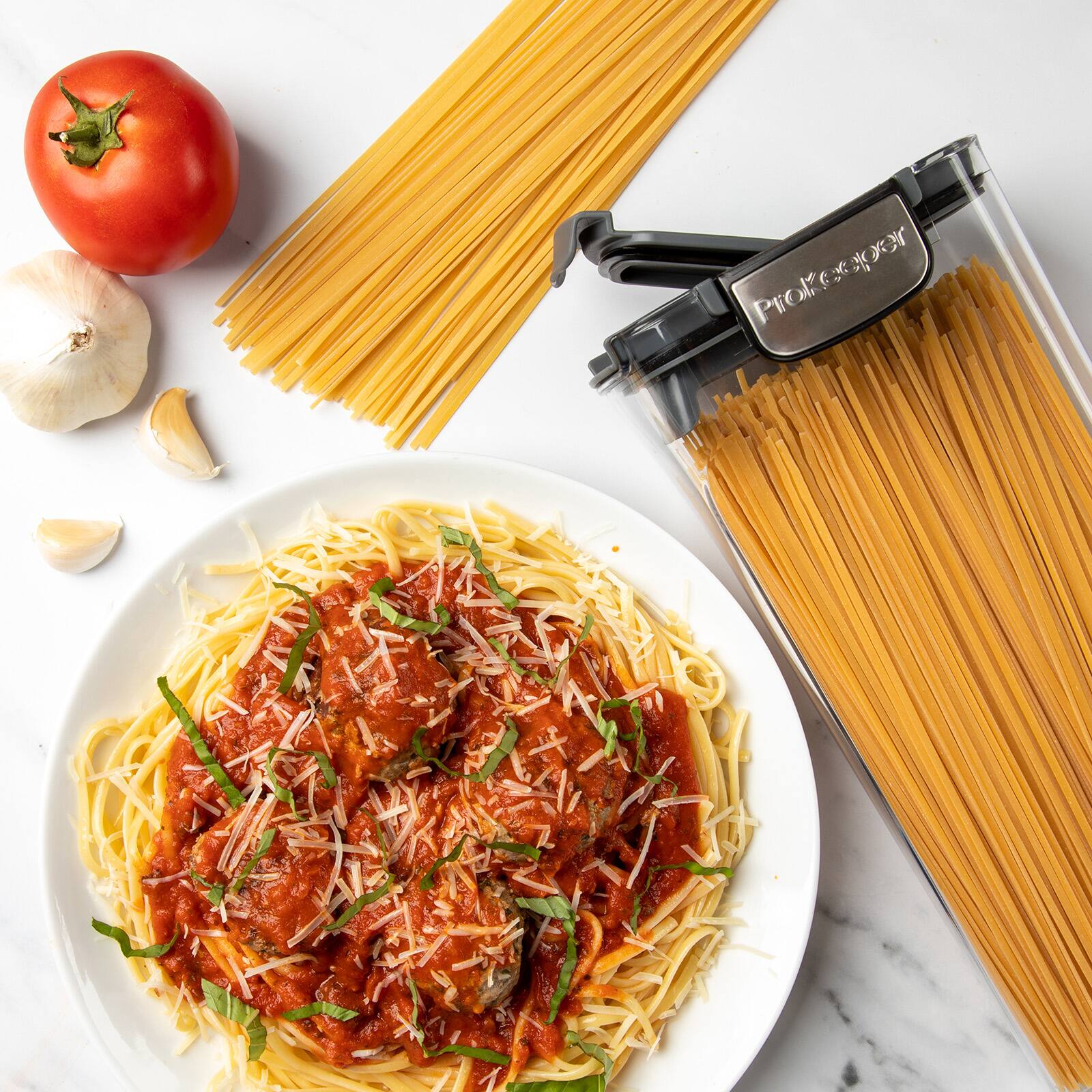 Alt View 5. Progressive International - ProKeeper+ Airtight Pasta Storage Container, Clear Plastic - Clear.
