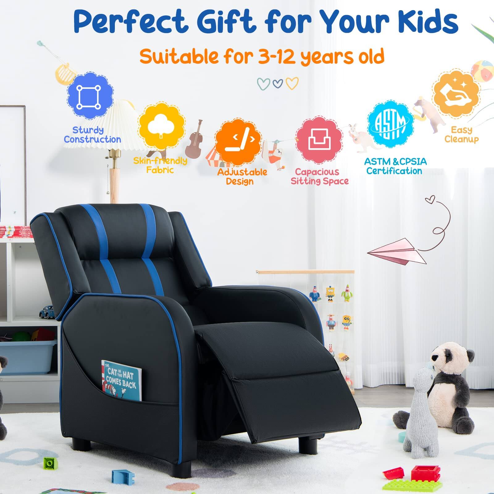 Perfect Gift for Your Kids  
Suitable for 3-12 years old  

- Sturdy Construction  
- Skin-friendly Fabric  
- Adjustable Design  
- Capacious Sitting Space  
- Easy Cleanup  
- ASTM & CPSIA Certification