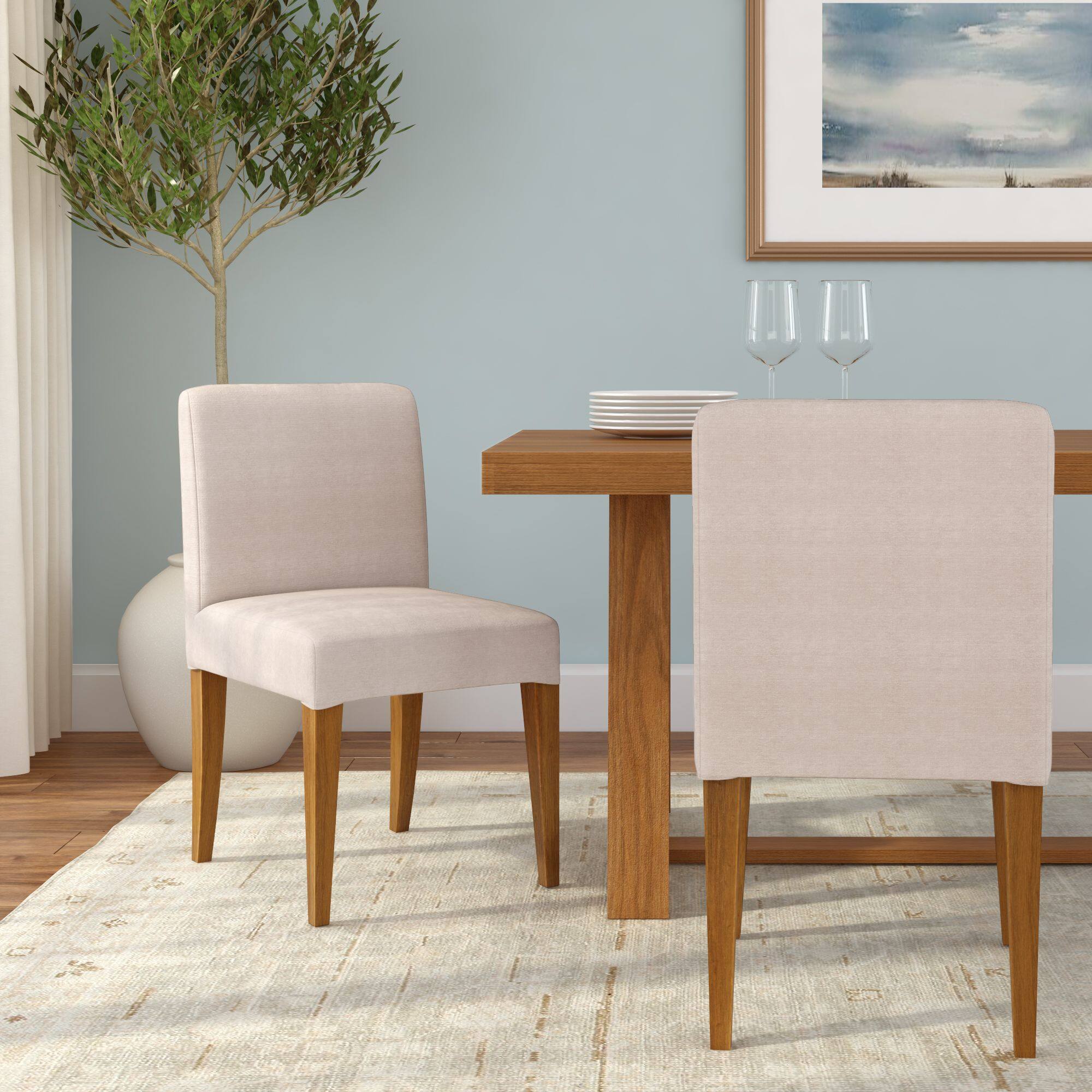 Alt View 1. Plank+Beam - Chesnee Dining Chair with Short Slipcover, Sand MB2405-04 (2 Pack) - Sand.