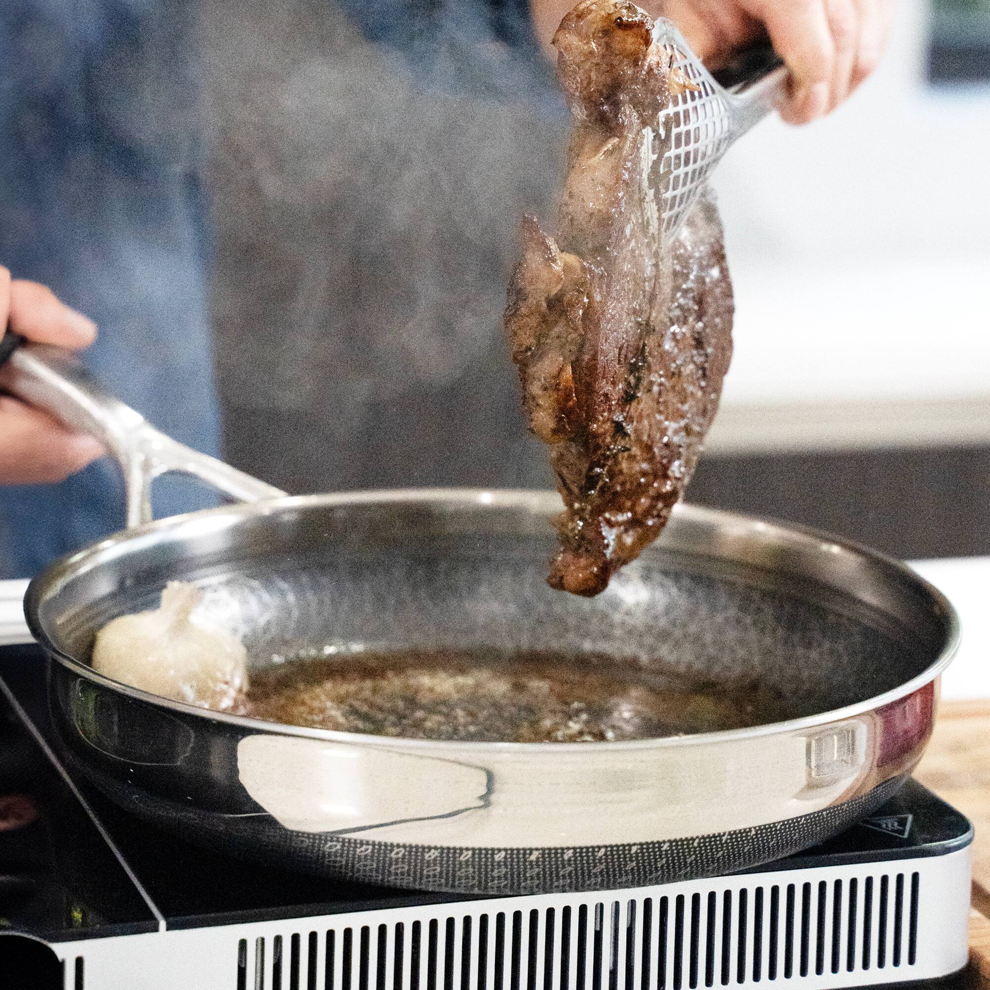 Alt View 1. Livwell Brands - DiamondClad™ 12" Hybrid Nonstick Stainless Steel Frying Pan, Dishwasher Safe, PFOA-free – Silver/Black - Black/Silver.