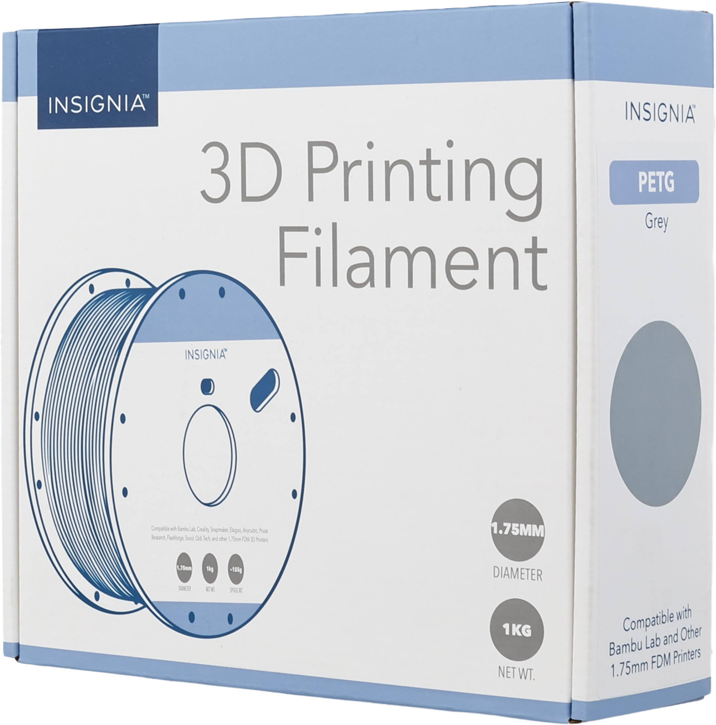 INSIGNIA 3D Printing PETG Grey Filament INSIGNIA Compatible with Seds A Snpmalee Dps Anyrult fua boed Palfops Fod 34 al i de Tme N E Toten 1.75MM 75mm - Tkg FE -18kg PIE DIAMETER 1KG 1 NETWT. with Compatible Other Lab and Bambu Printers 1.75mm FDM