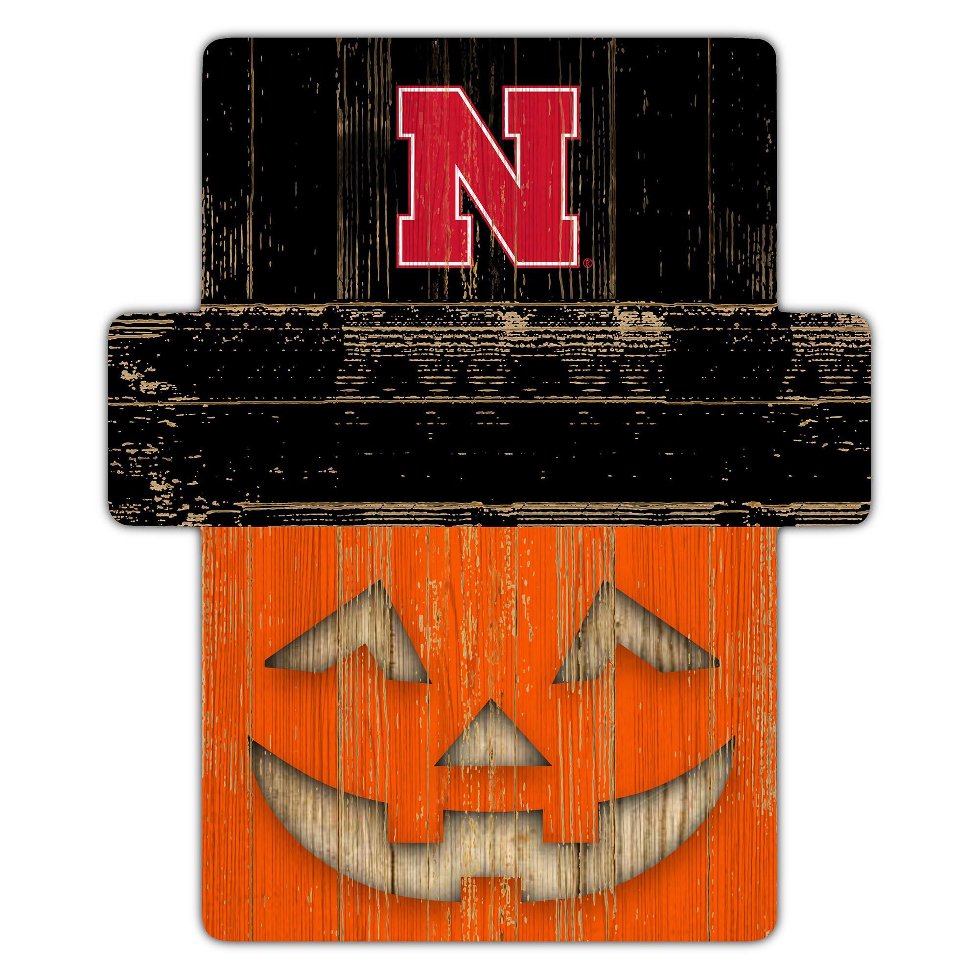 Front. Fan Creations - Nebraska Huskers 12" x 12" Jack-O-Lantern Display - Orange.