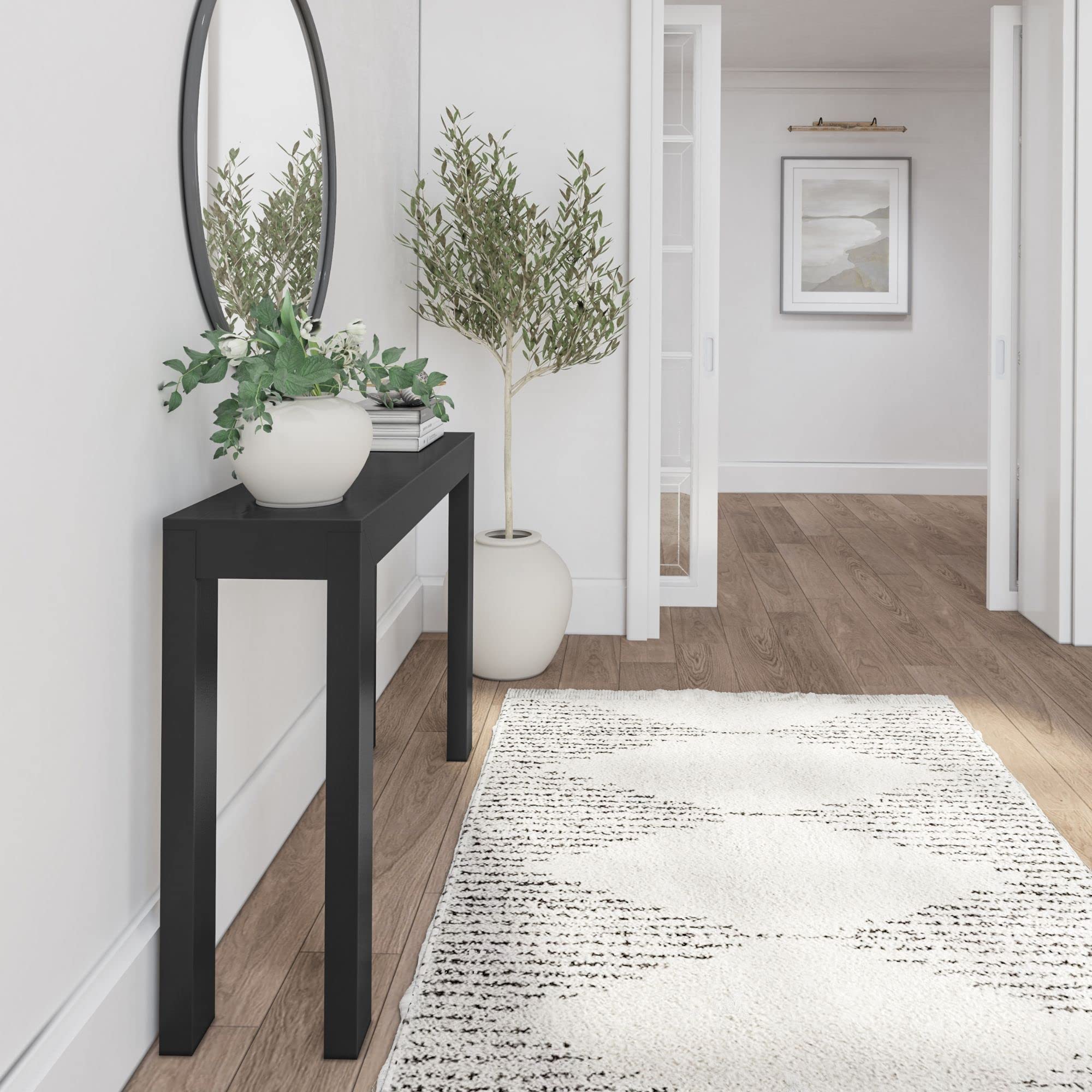 JETRANSPORT Modern Solid Wood Console Table 46 Inch Sofa Narrow ...