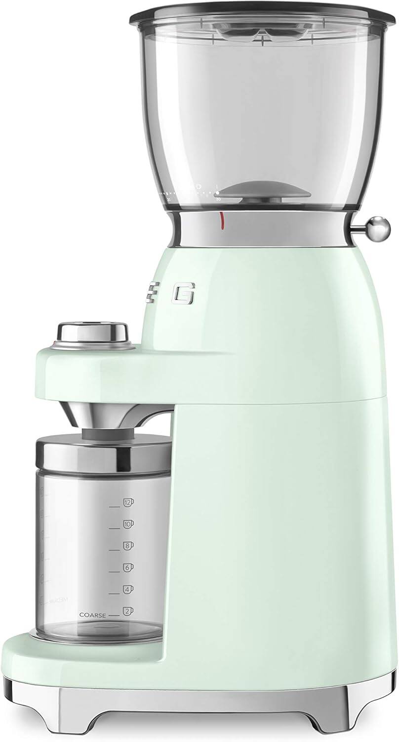 Left. SMEG - CGF11 Coffee Grinder - Pastel Green.