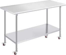 OSTBA - 24 × 60 Prep Table, NSF Commercial Heavy-Duty Work Table with Adjustable Undershelf & Feet - Stainless Steel