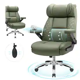 KERDOM - Big Tall Ergonomic Office Chair with Air-Pumb Lumbar Support, 5D Adjustable Arms, Executive Desk Chair for Heavy People - Green