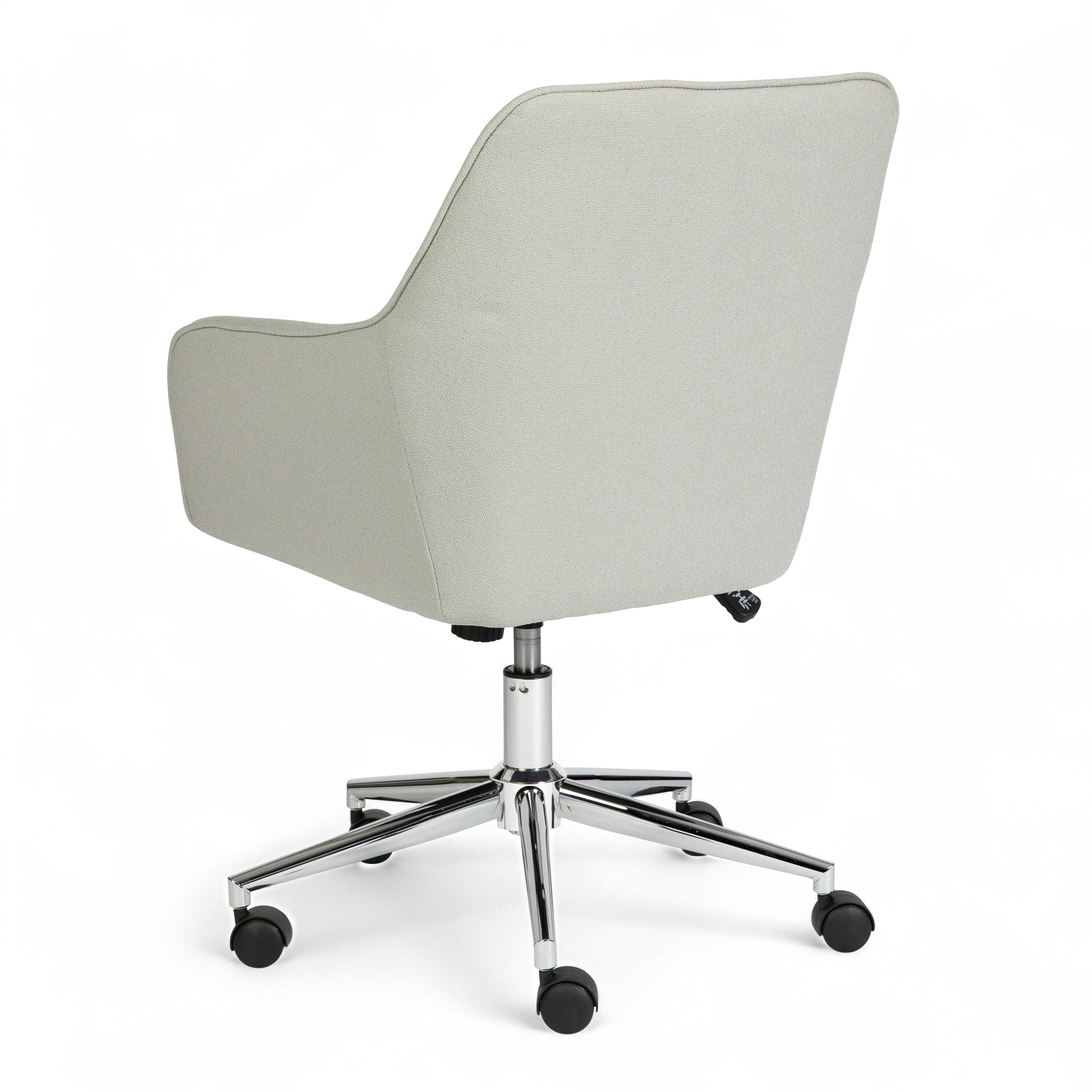 Alt View 8. Martha Stewart - Rayna Upholstered Swivel Home Office Chair with Flared Arms - Light Gray Fabric/Polished Nickel Frame.