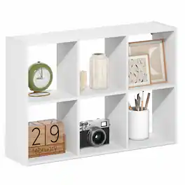 Furinno - ROSSI Wall Mount Organizer, 6-Cube Floating Shelves for Wall, Desktop Organizer, Bookshelf, for Home Office, Study Room - White