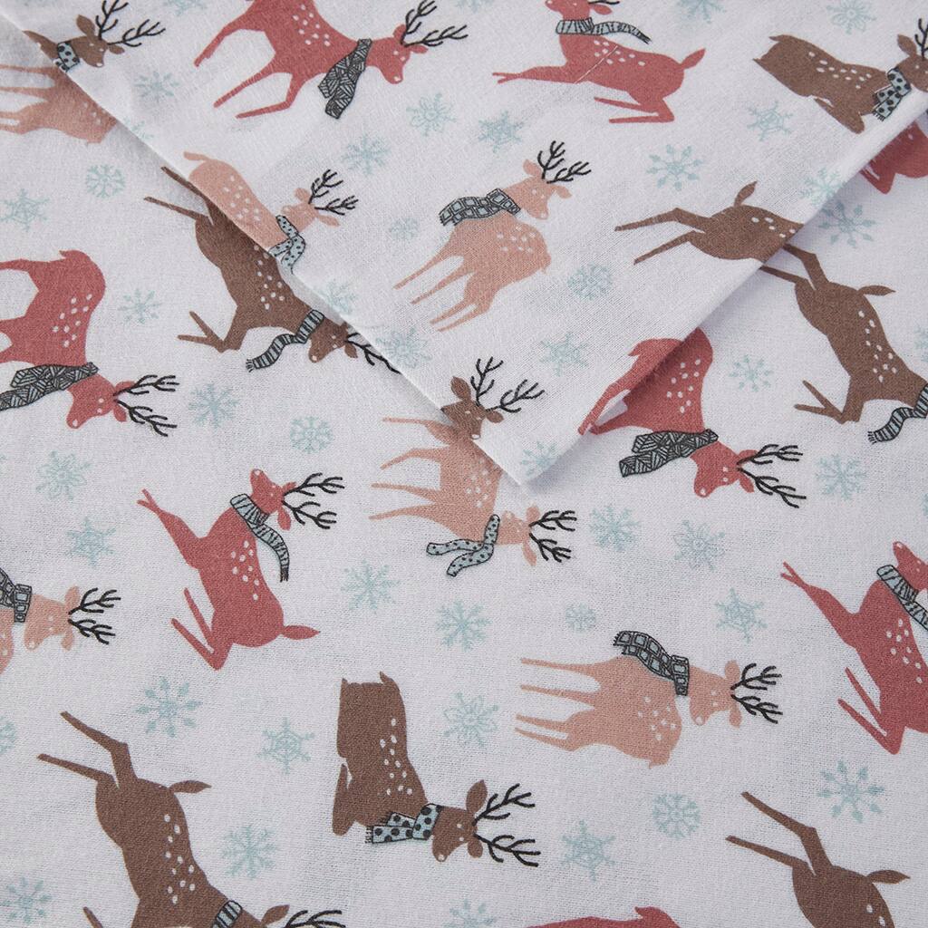 Alt View 5. Gracie Mills - Gracie Mills Persephone Cotton Flannel Sheet Set - Reindeer.