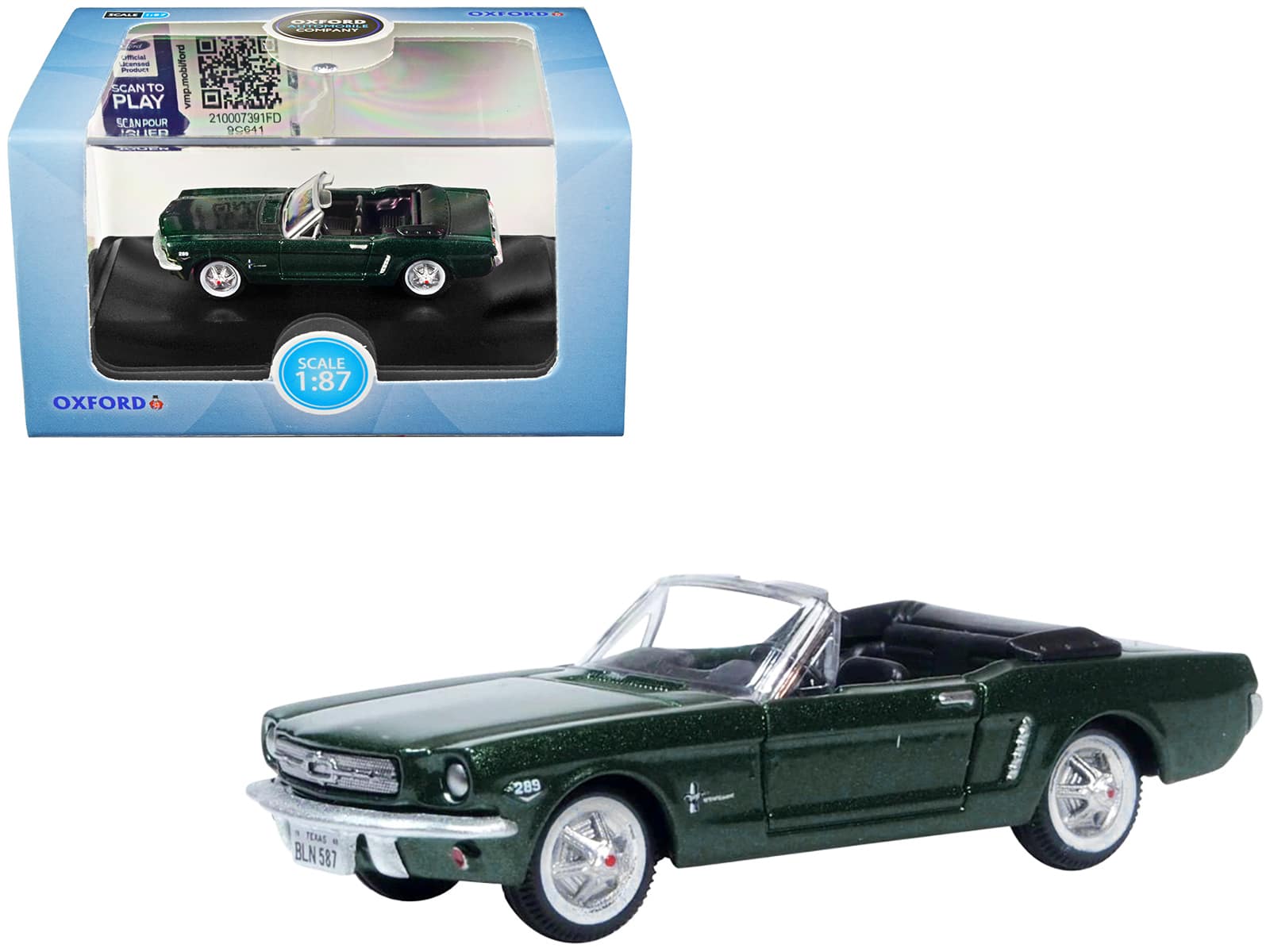 1965 Ford Mustang Convertible Ivy Green Metallic 1/87 (HO) Scale Diecast Model Car by Oxford Diecast price history on PriceWatchPro