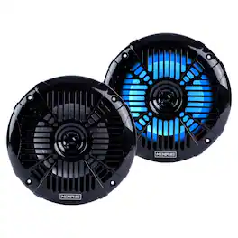 Memphis Car Audio - Memphis Audio MXA602SLB MXA OEM Fit 6.5" Marine Grade Coaxial Speakers, Black With Blue LED - Pair - Black/Gray