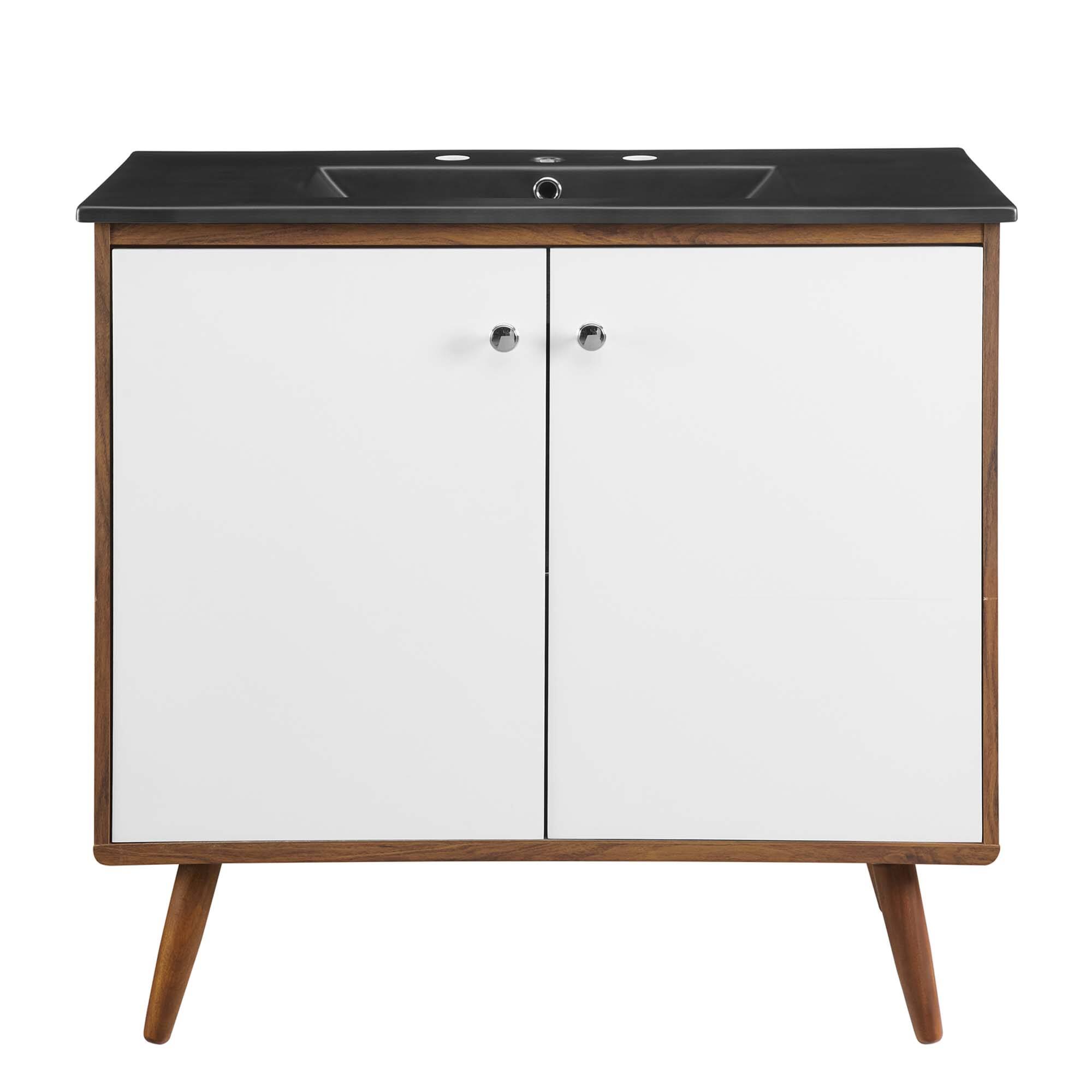 Alt View 1. Modway - Transmit Bathroom Vanity Basin Included - Walnut Black.