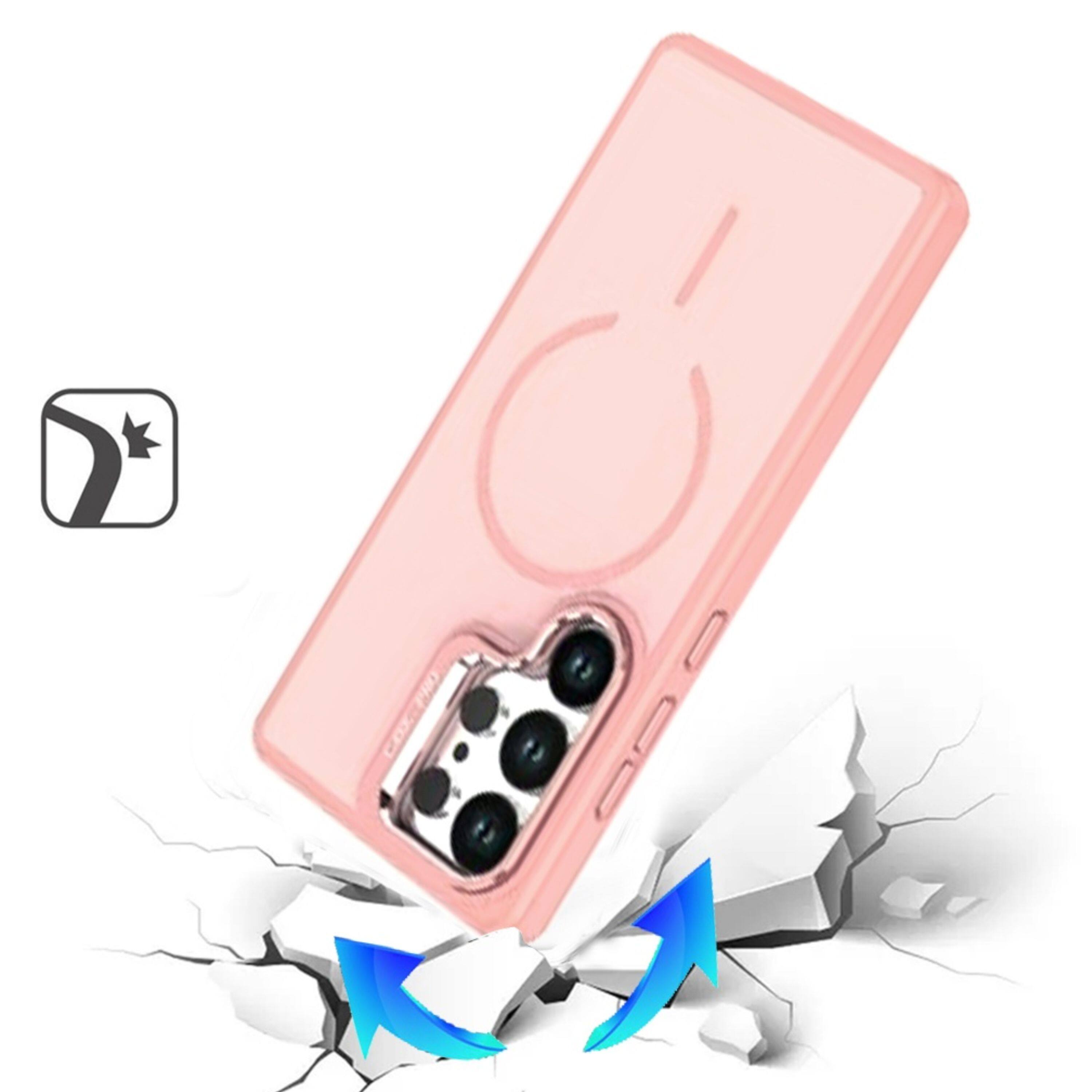 Angle. Kitcheniva - Matte Magnetic Circle Camera Stand Cover With Tempered Glass For Samsung S26 Ultra Pink - Pink.