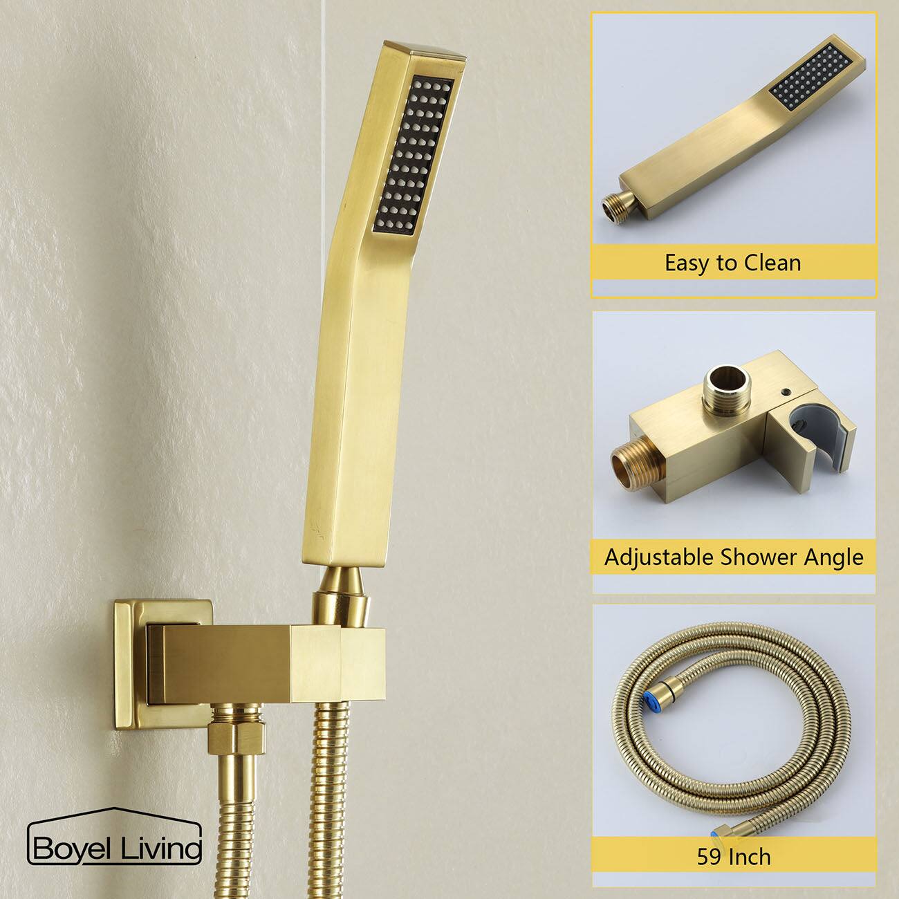 Easy to Clean, Adjustable Shower Angle, 59 Inch