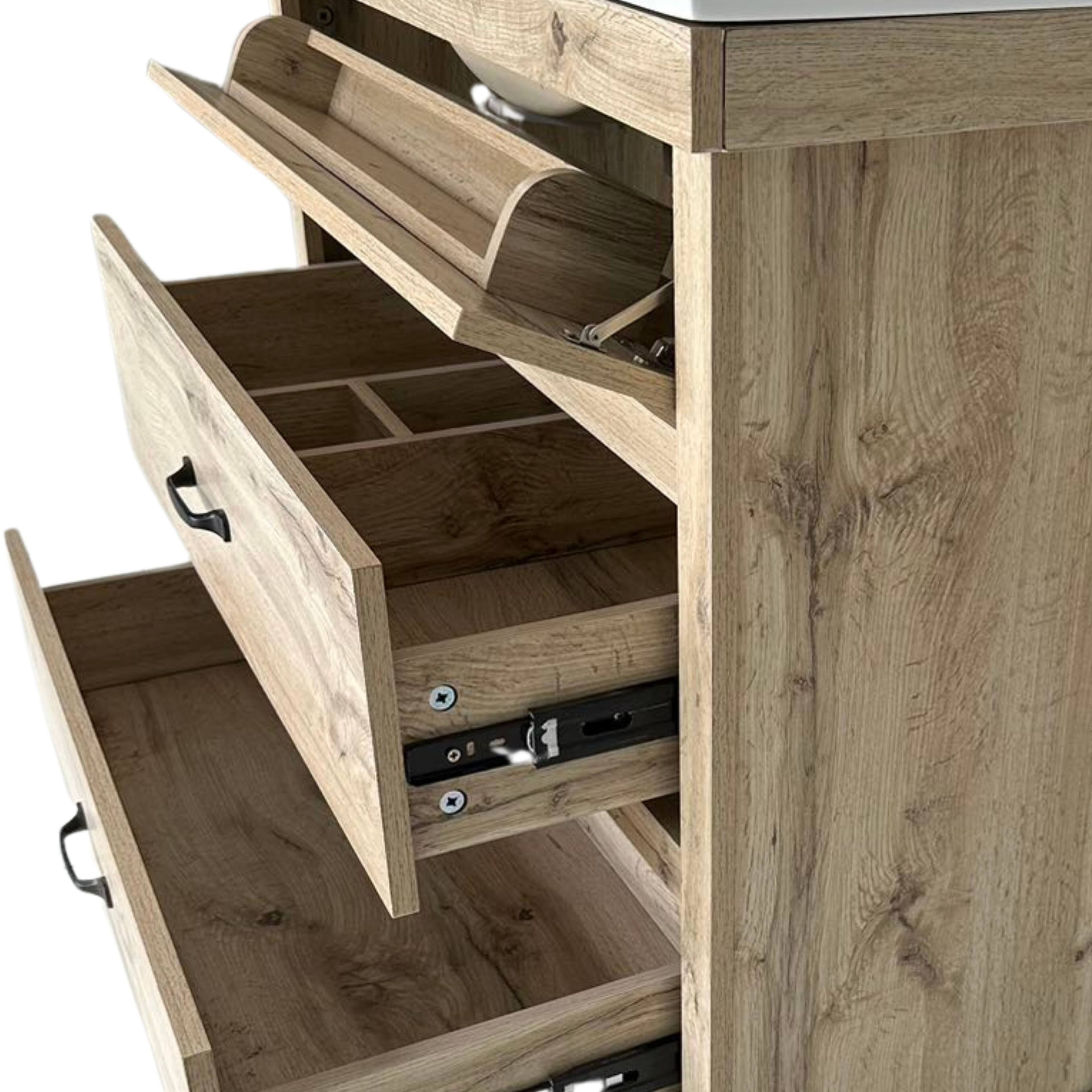 Alt View 1. Teamson Home - Teamson Home Donovan 36" Single Bathroom Vanity with Two Drawers, Light Oak - Natural.