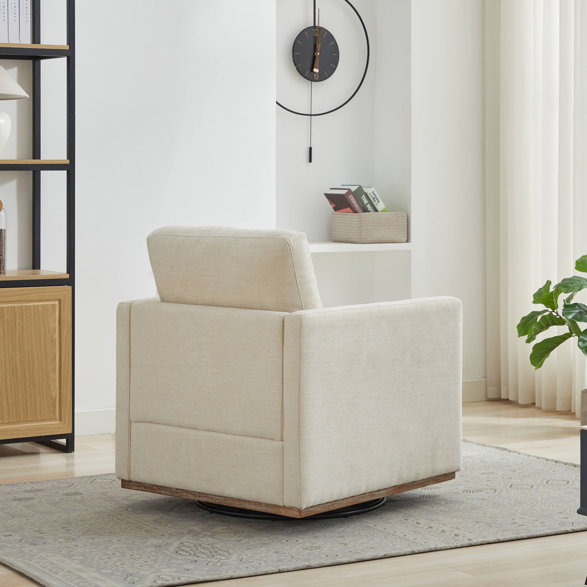Alt View 2. GOODSILO - Modern Square Swivel Accent Chair with 360-Degree Rotation for Living Room and Bedroom - Beige.