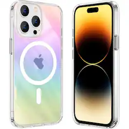 Entronix - Magnetic Case for iPhone 14 Pro Max - Design - Holo Rainbow Clear